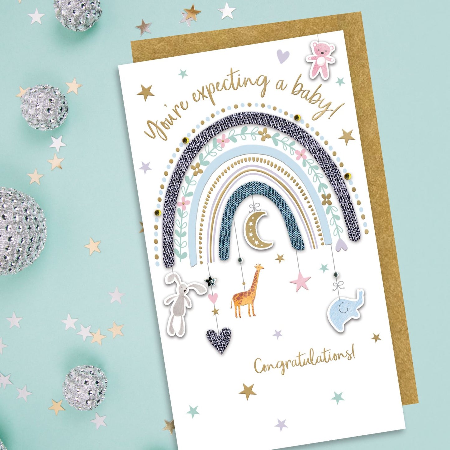 Congratulations You're Having A Baby Expectant Mum Hand-Finished Greeting Card