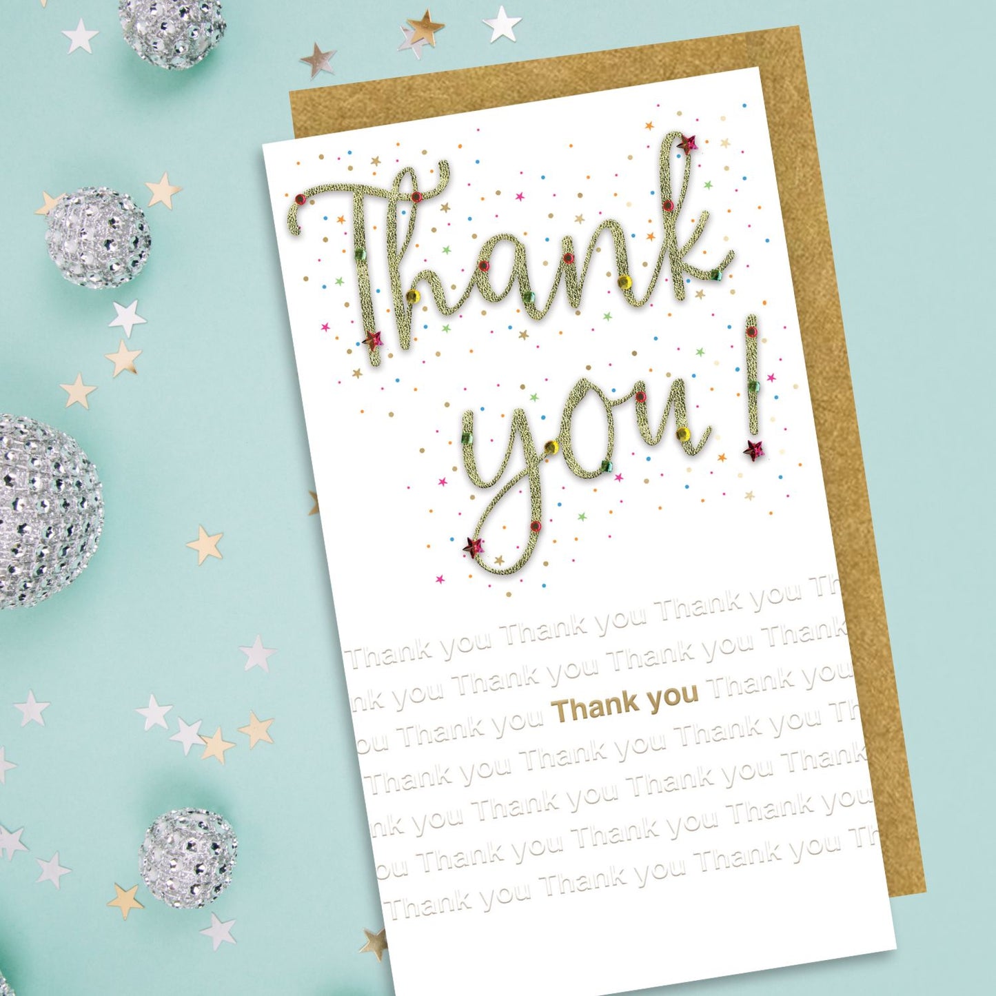 Thank You Magical Celebration Fun Thank You Hand-Finished Greeting Card