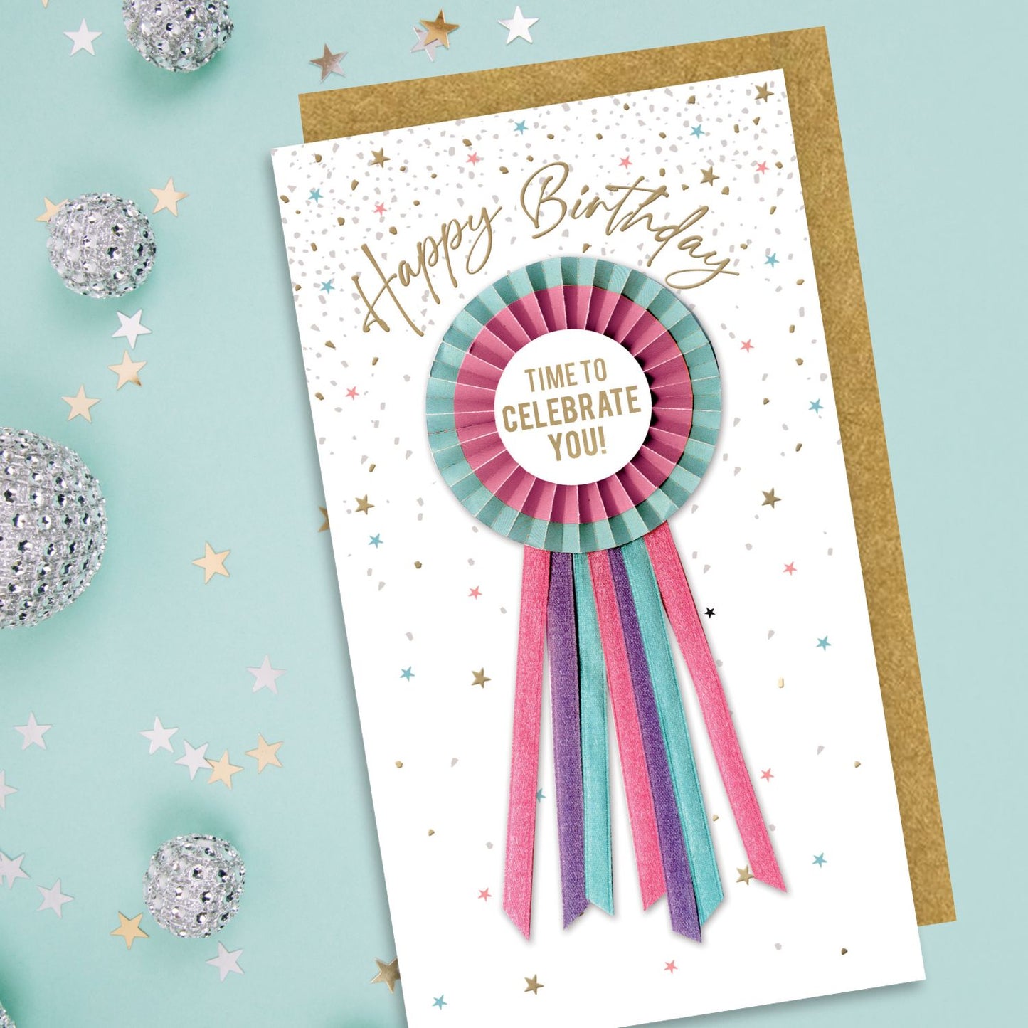 Happy Birthday Time To Celebrate Fun & Sparkly Hand-Finished Birthday Card
