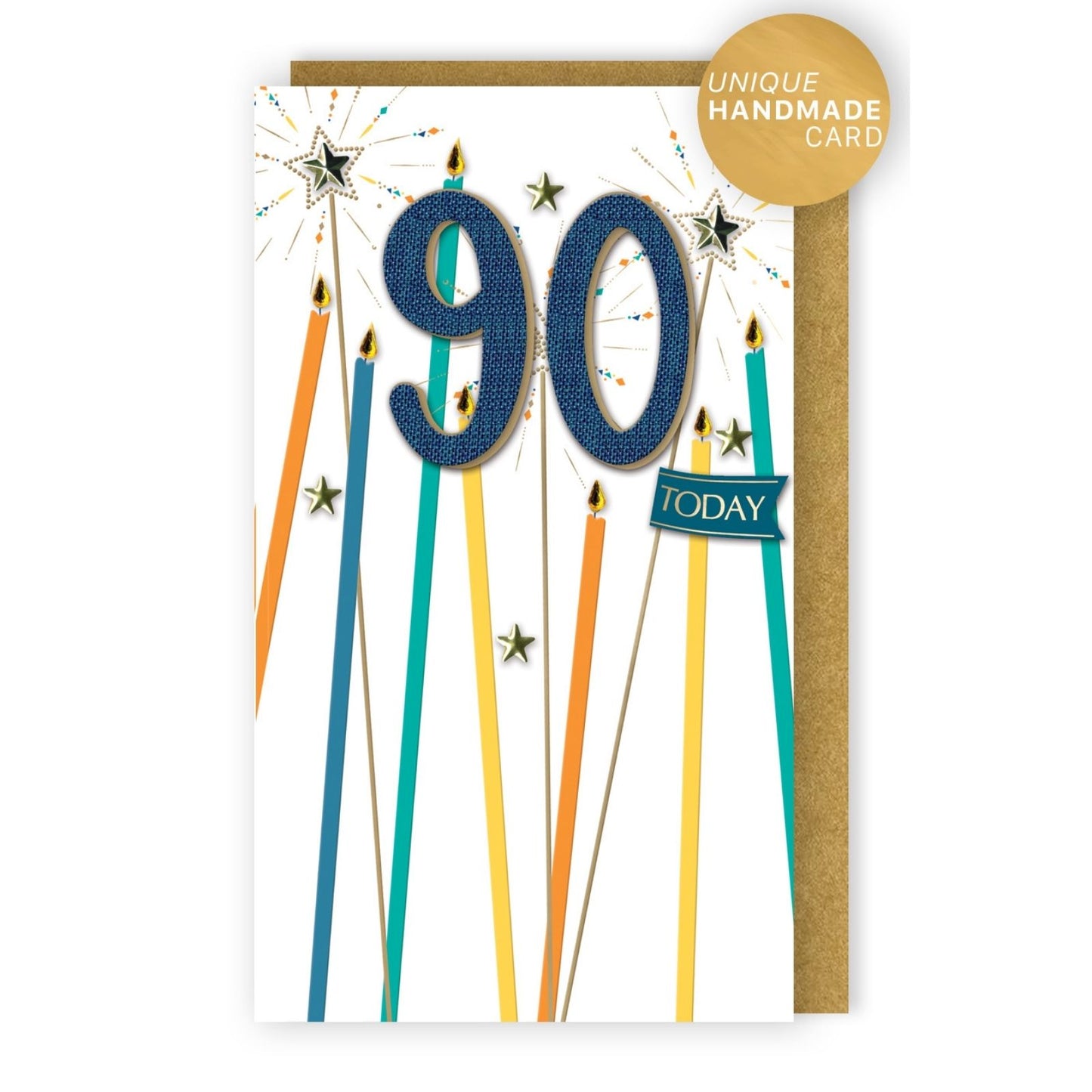 90th Birthday Card For Him Champagne Hand-Finished Embellished 90 Today Design