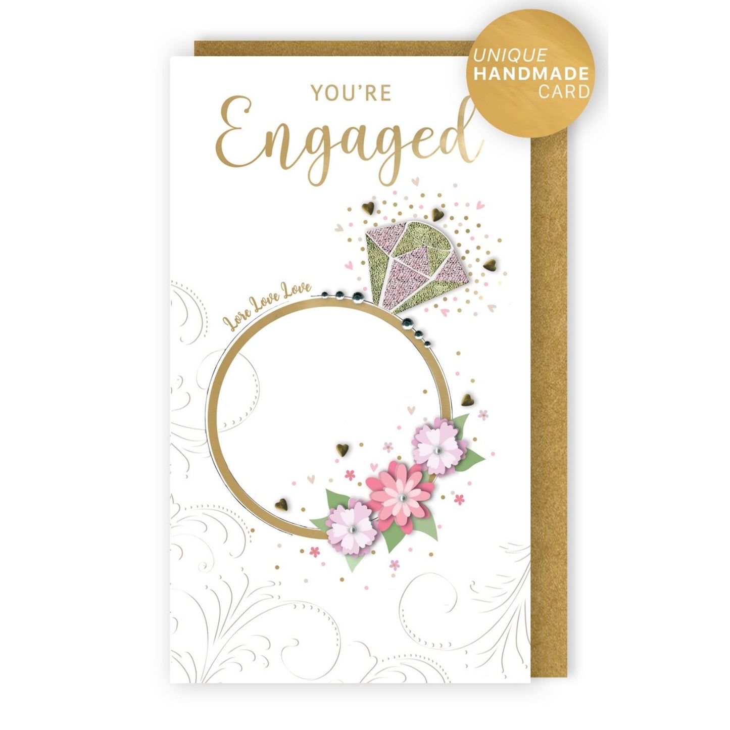 Engagement Card You're Engaged Champagne Hand-Finished Embellished Ring Design