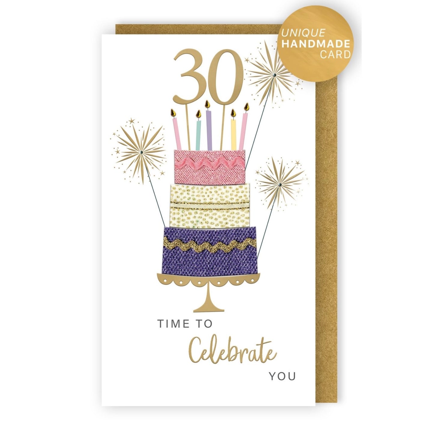 30th Birthday Card For Her Champagne Hand-Finished Embellished 30 Cake Design