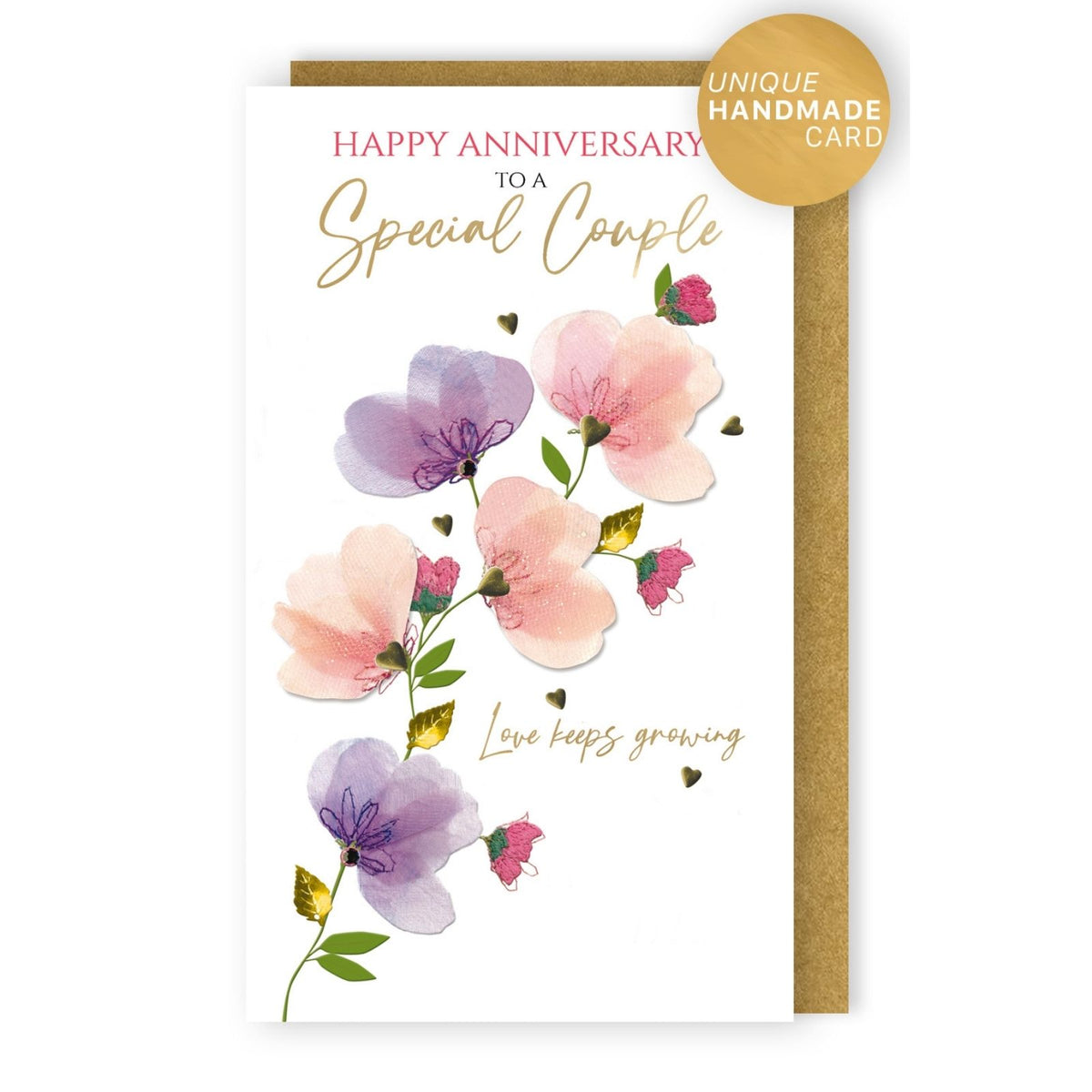 Happy Anniversary Card For Couple Champagne Hand-Finished Embellished Design
