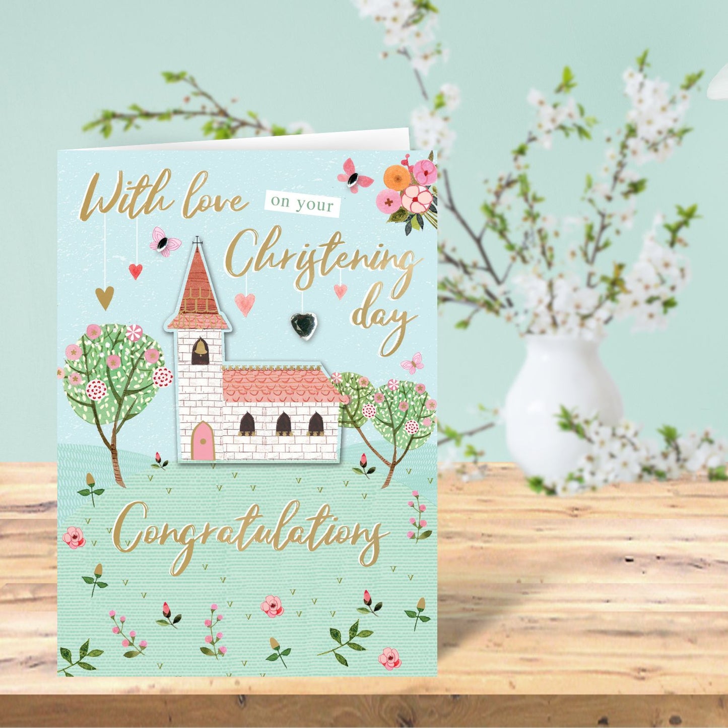 Congratulations On Your Christening Day Blessed Joy Hand-Finished Greeting Card
