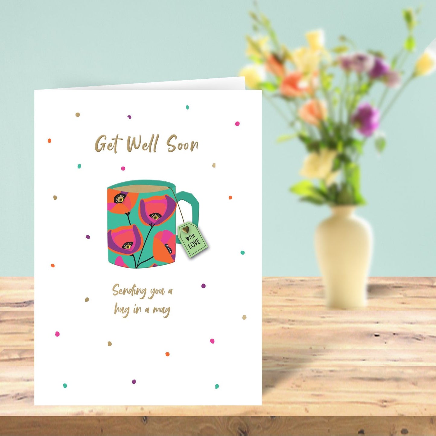 A Hug In A Mug Get Well Soon Hand-Finished Get Well Greeting Card