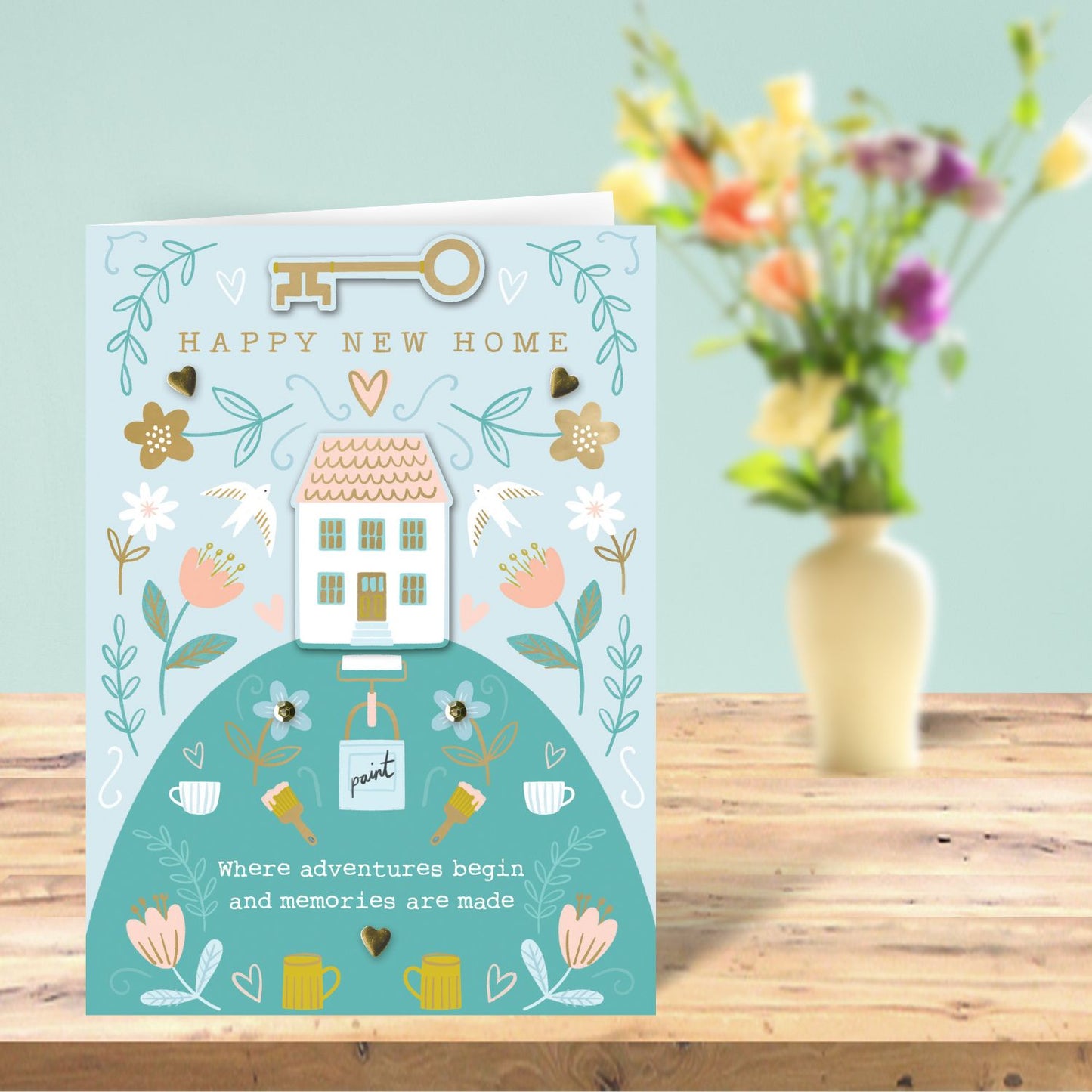 Happy New Home Hilltop Happiness! Hand-Finished New Home Greeting Card