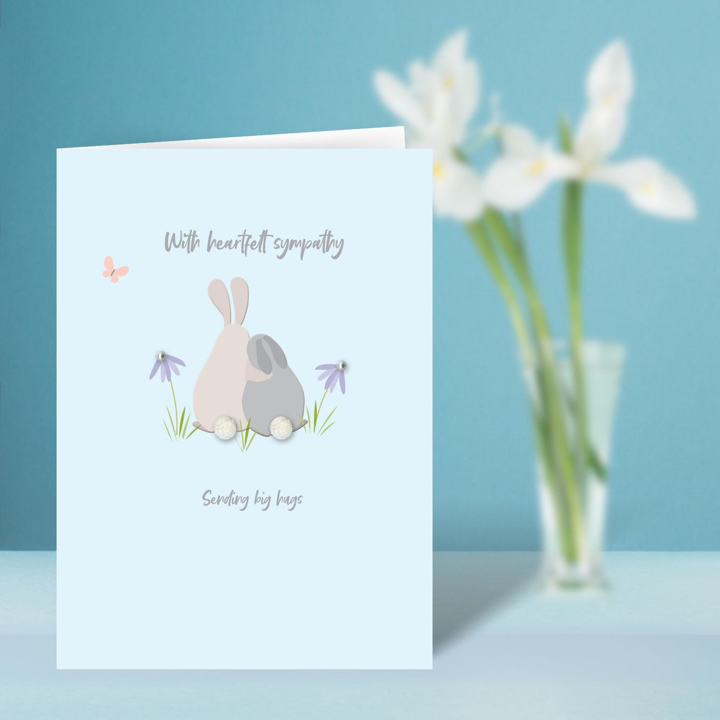 Sympathy Sending Big Bunny Hugs Hand-Finished Cute Sympathy Greeting Card