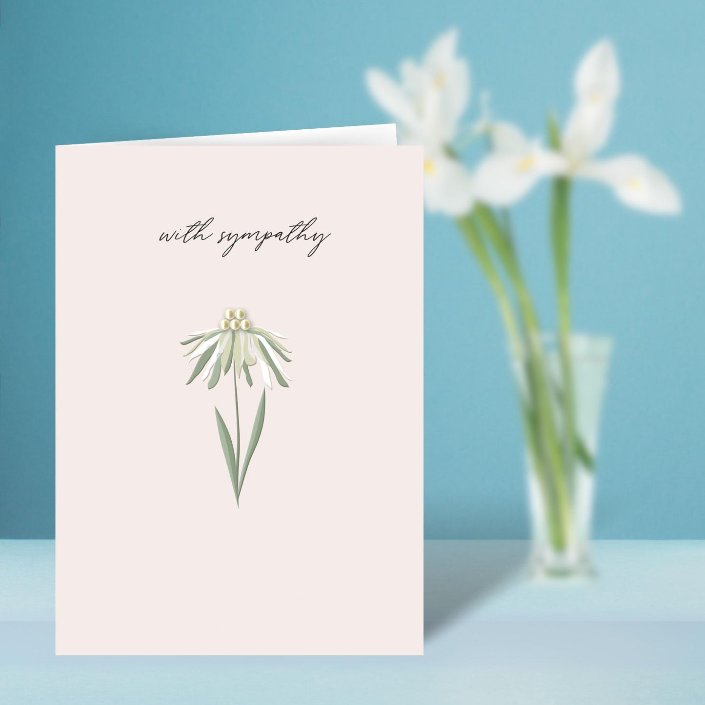 Simple With Sympathy Floral Hand-Finished Sympathy Greeting Card