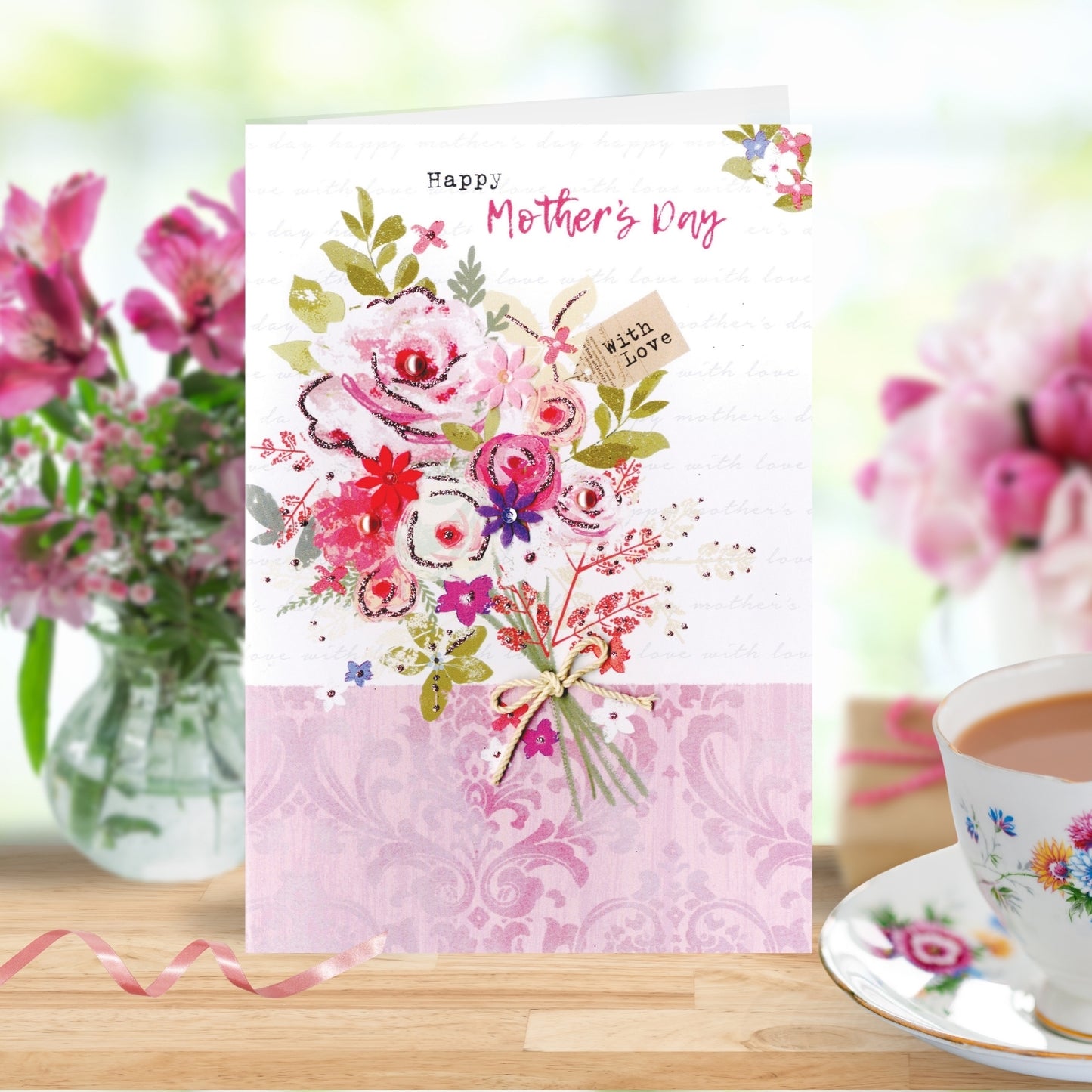 Happy Mother's Day Card With Love Embellished Bouquet