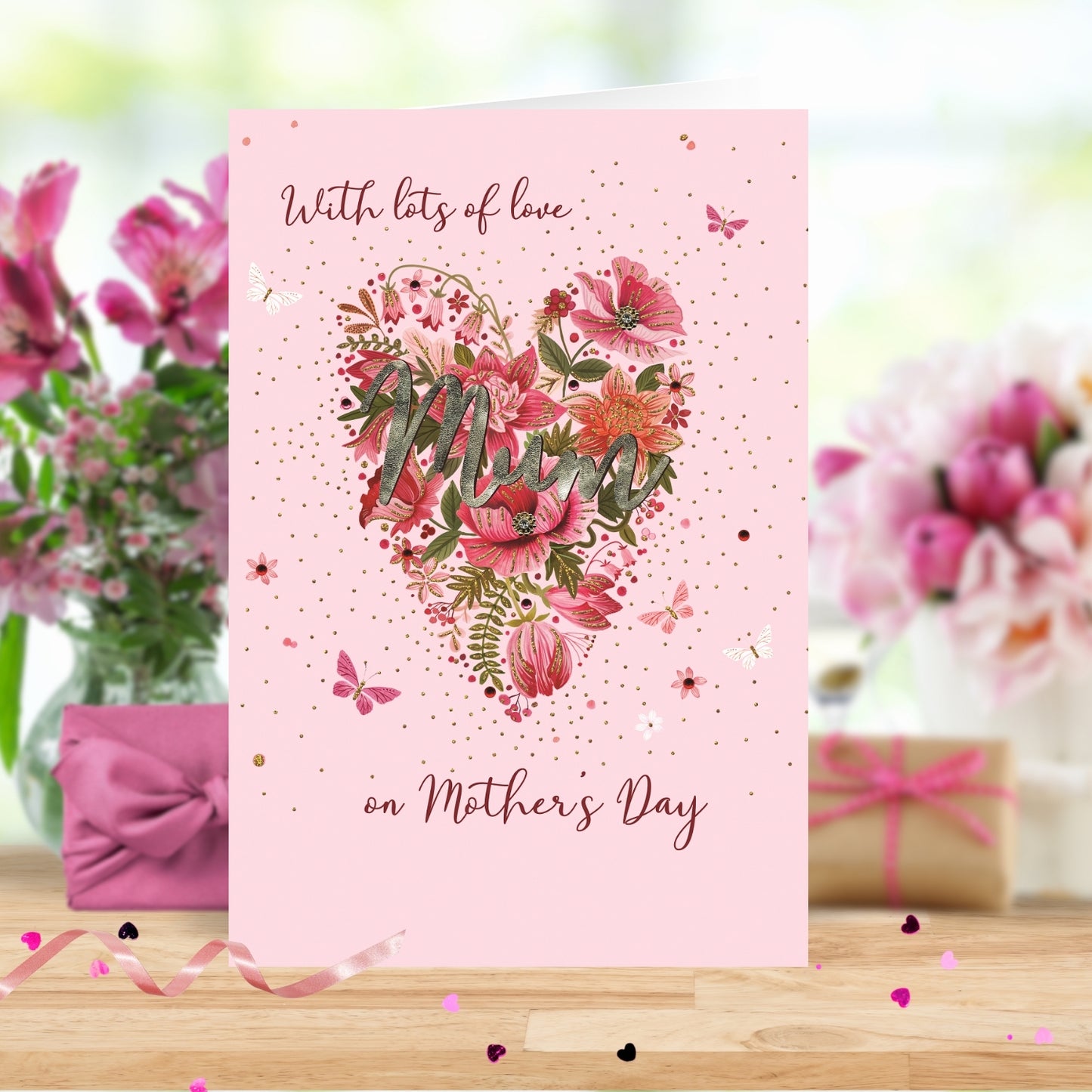 With Lots Of Love Mum Embellished Mother's Day Greeting Card