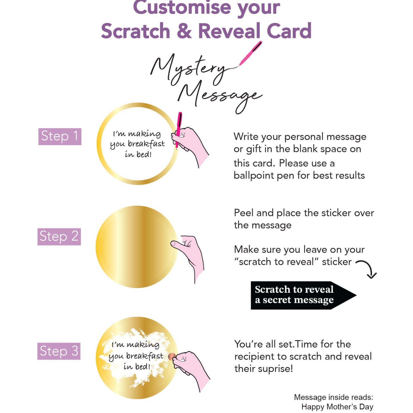 Mother's Day Greeting Card For Mummy Panda Scratch-To-Reveal Secret Message Card