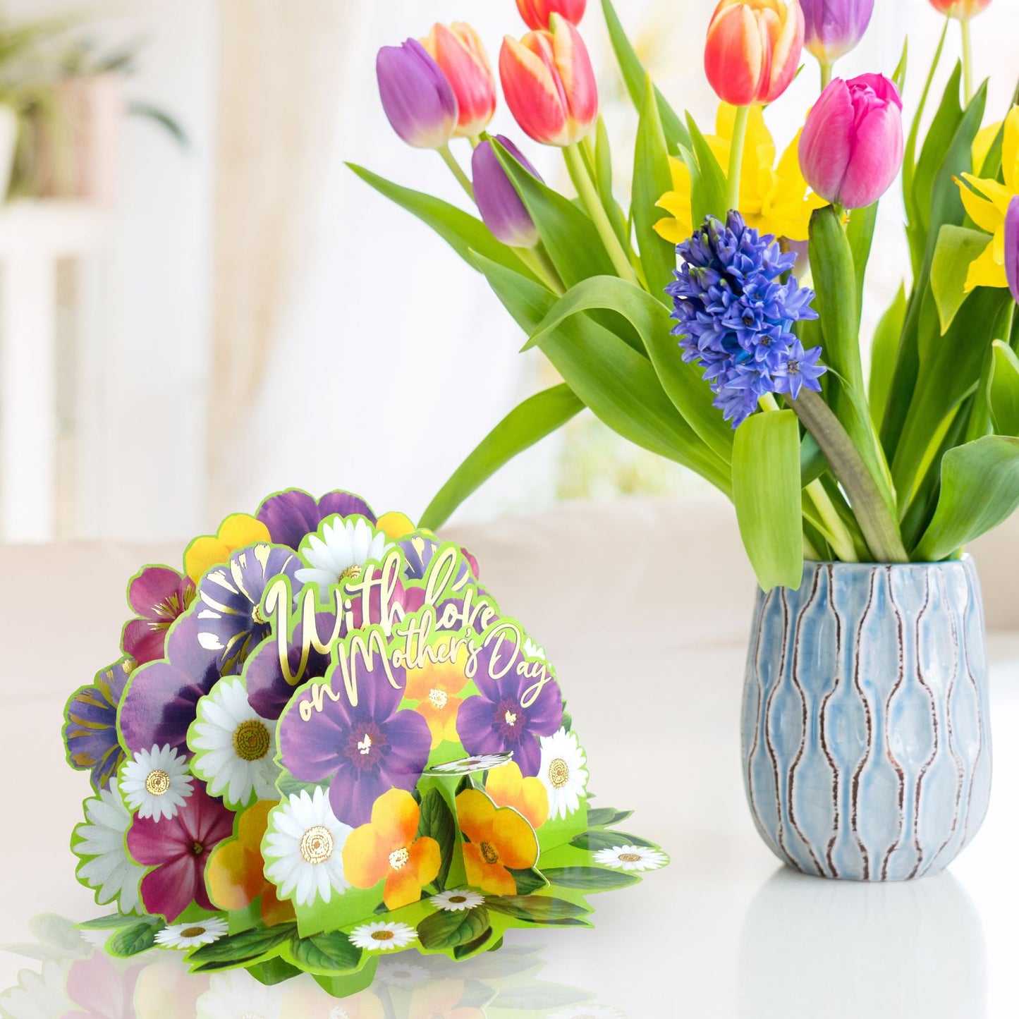 Paper Scapes Mother's Day Card 3D Pop Up Pansies With Love On Mother's Day Scene