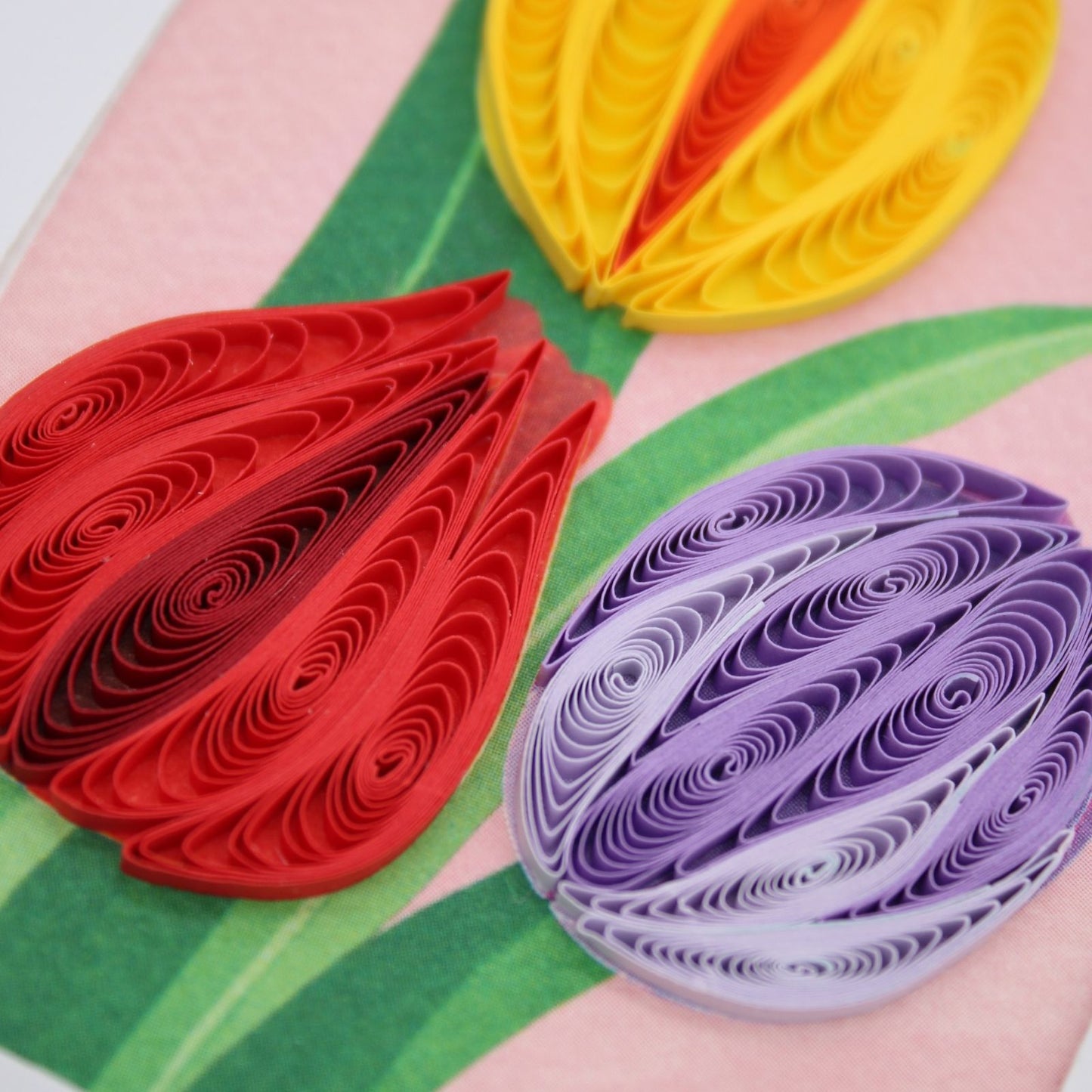 Origamo Colourful Tulips Mini Quilled Handmade Greeting Card For Any Occasion