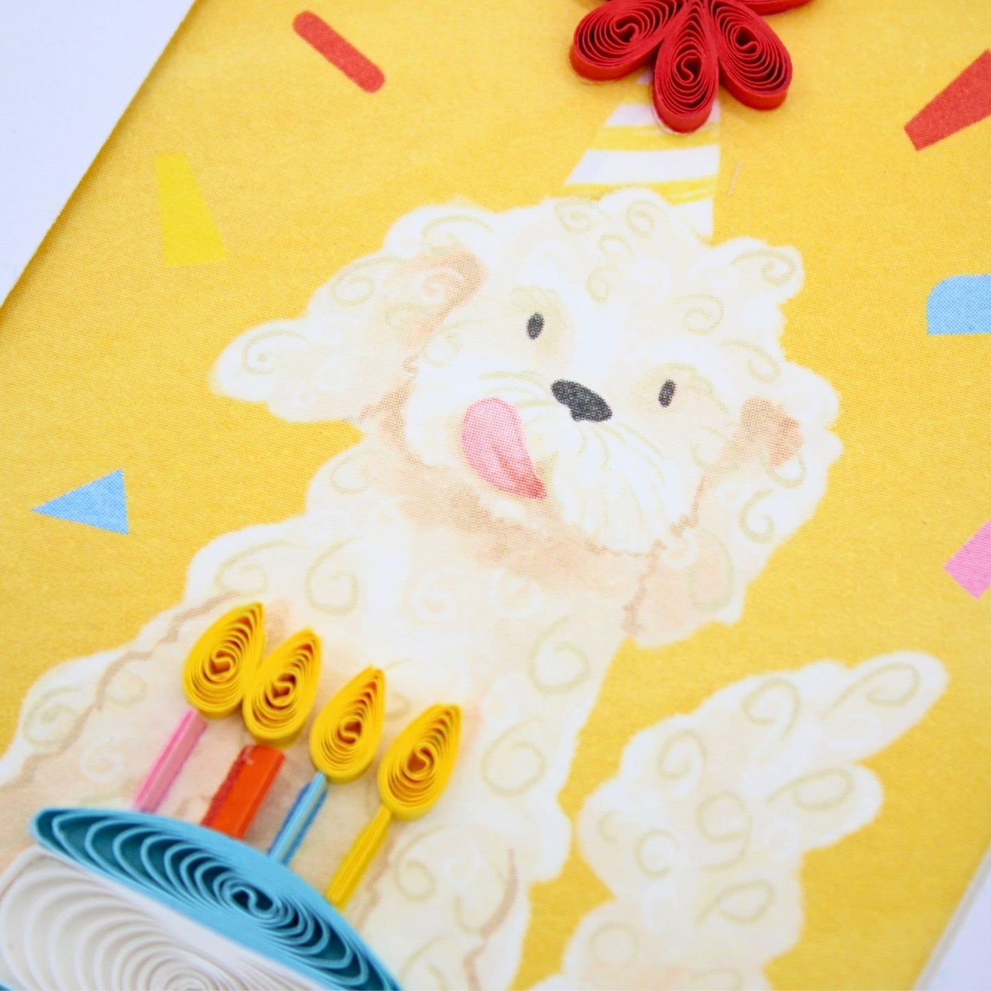 Origamo Birthday Dog & Cake Mini Quilled Handmade Greeting Card