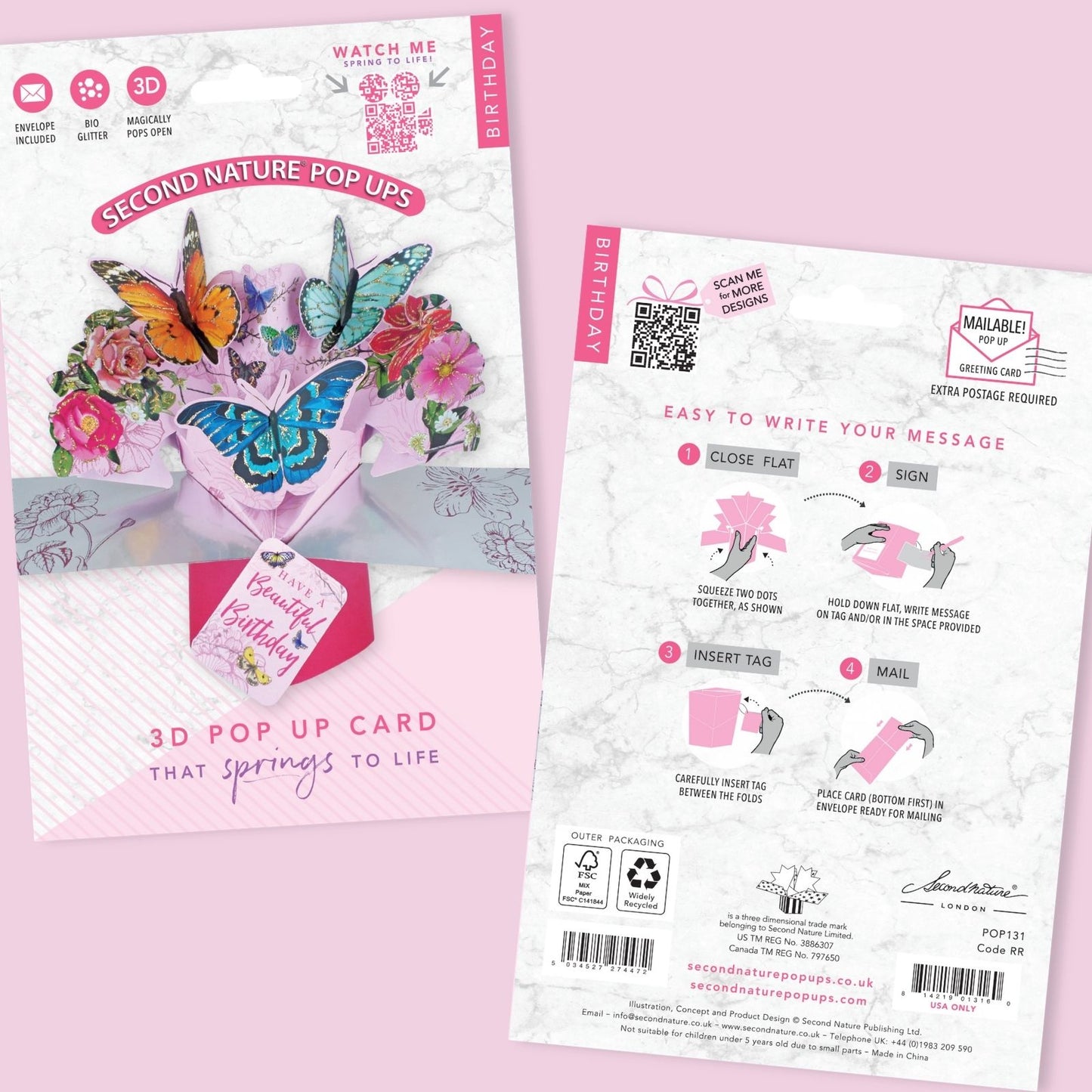 Birthday Butterfly Pop-Up Greeting Card