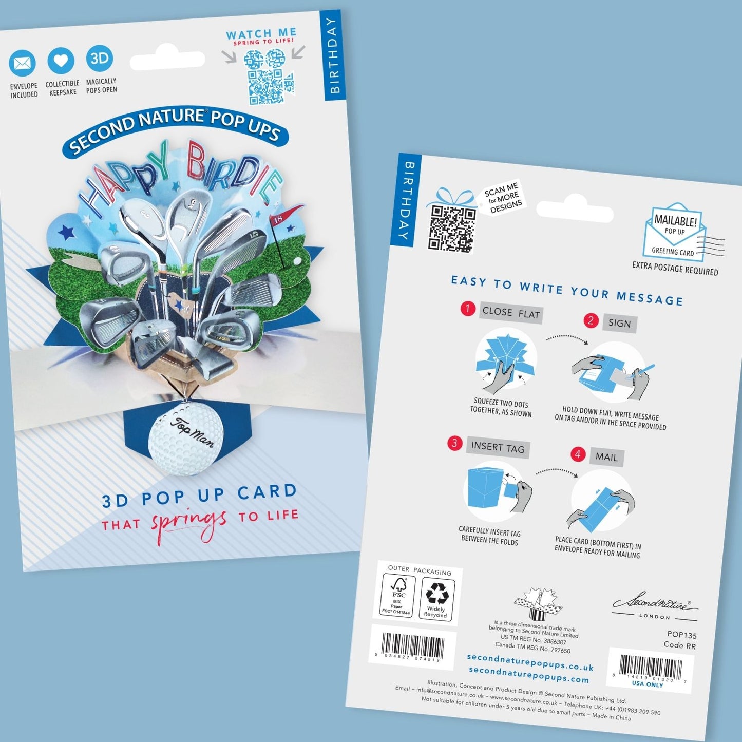 Happy Birdie Golf Pop-Up Greeting Card