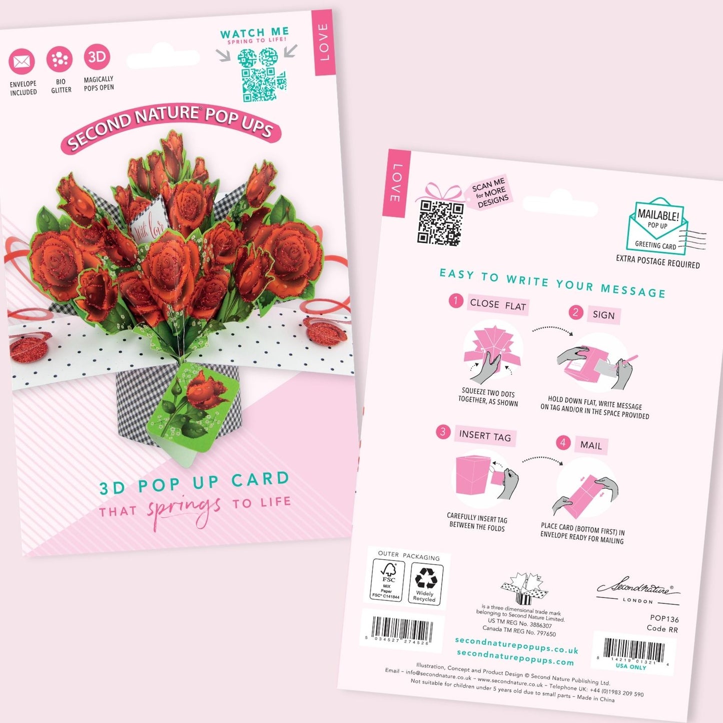 Roses With Love Pop-Up Greeting Card