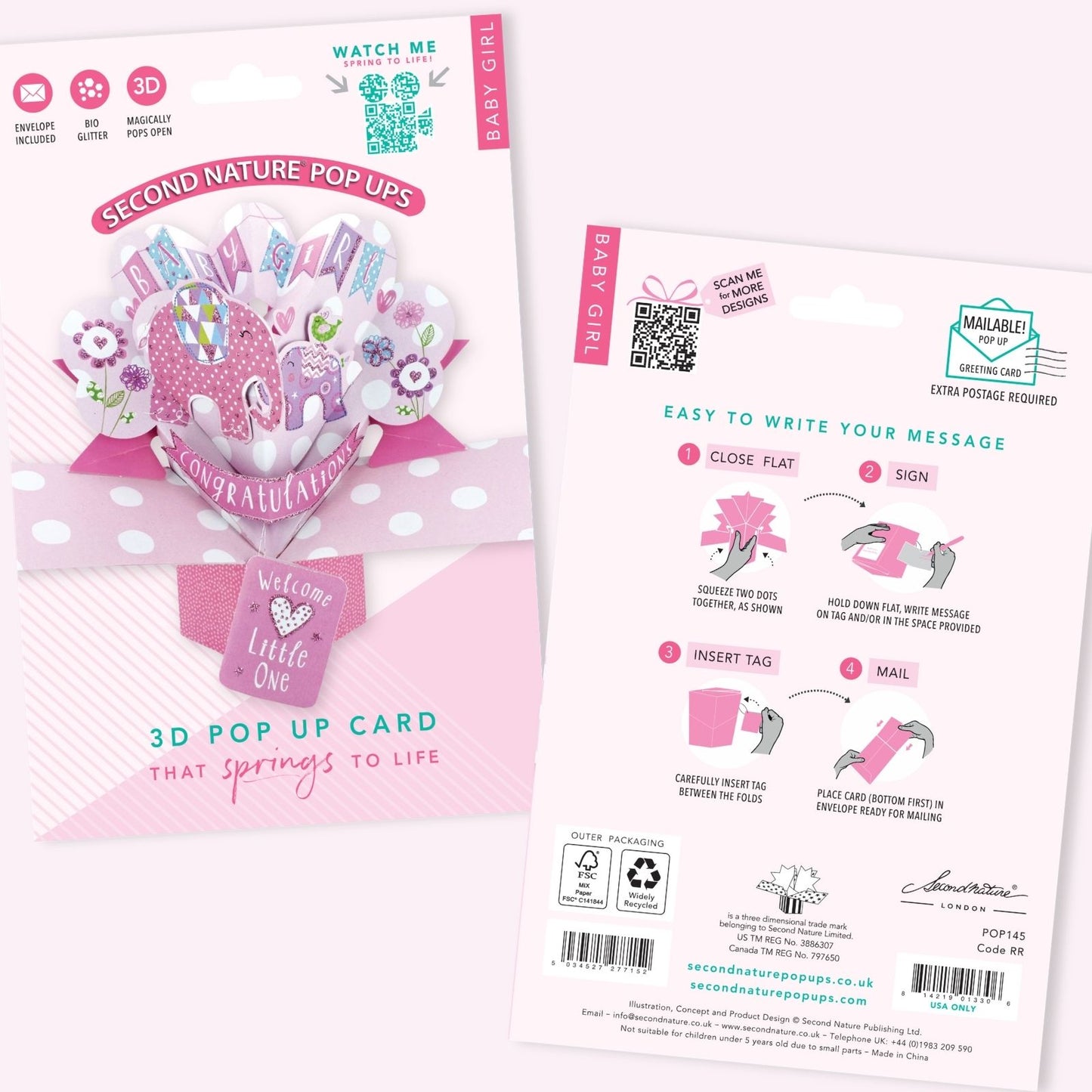 New Baby Girl Pop-Up Greeting Card