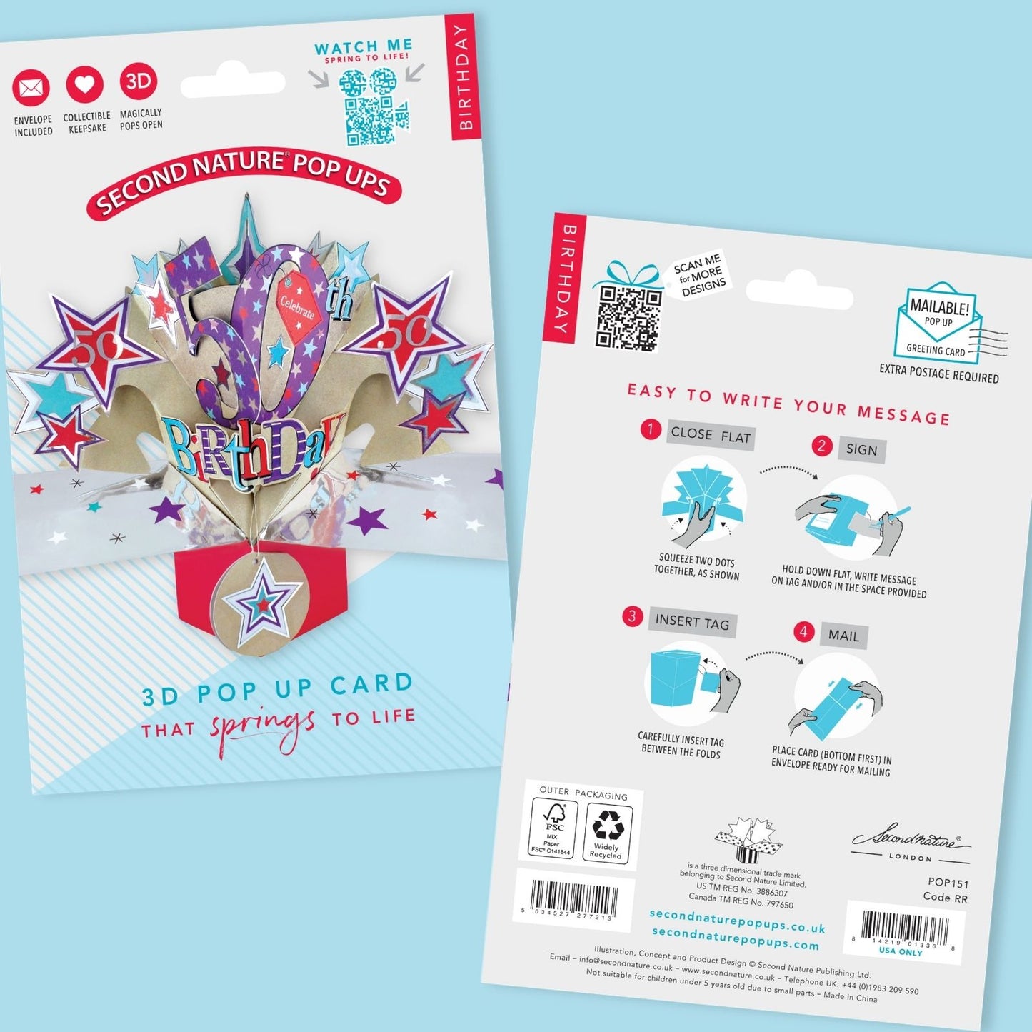 Happy 50th Birthday Pop-Up Greeting Card