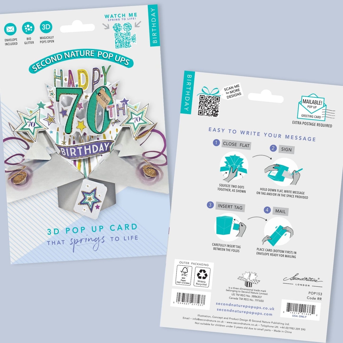 Happy 70th Birthday Pop-Up Greeting Card