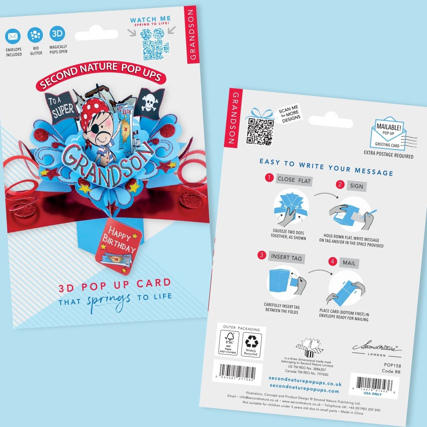 Grandson Birthday Pop-Up Greeting Card