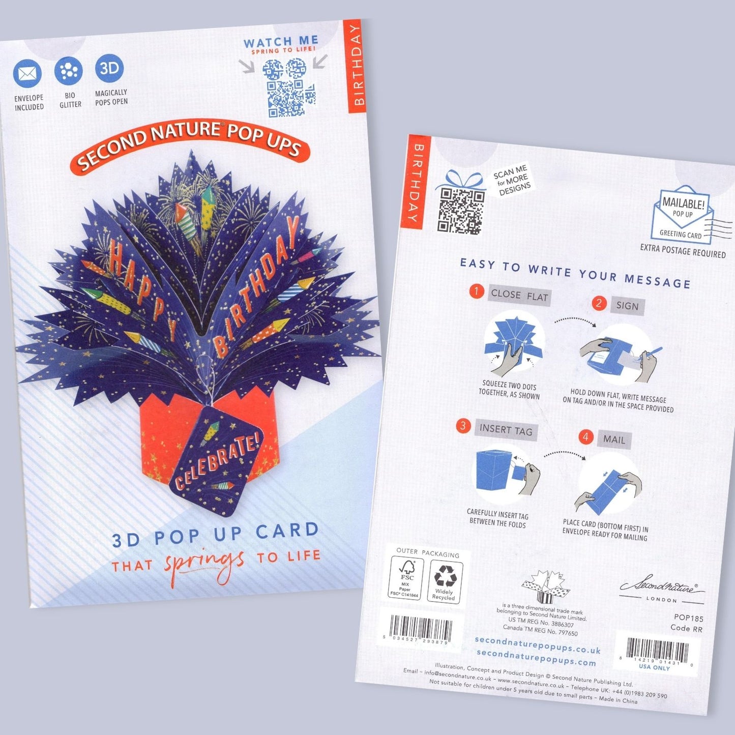 Happy Birthday Fireworks Pop-Up Greeting Card