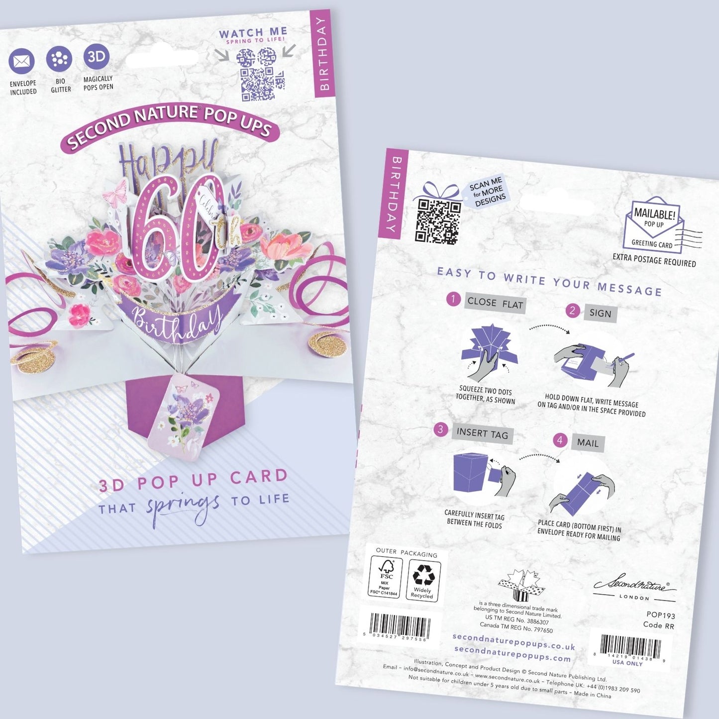 Female 60th Birthday Pop-Up Greeting Card