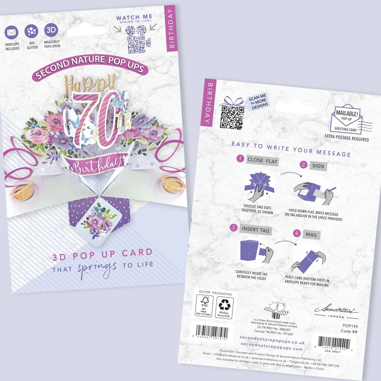 Happy 70th Birthday Pop-Up Greeting Card