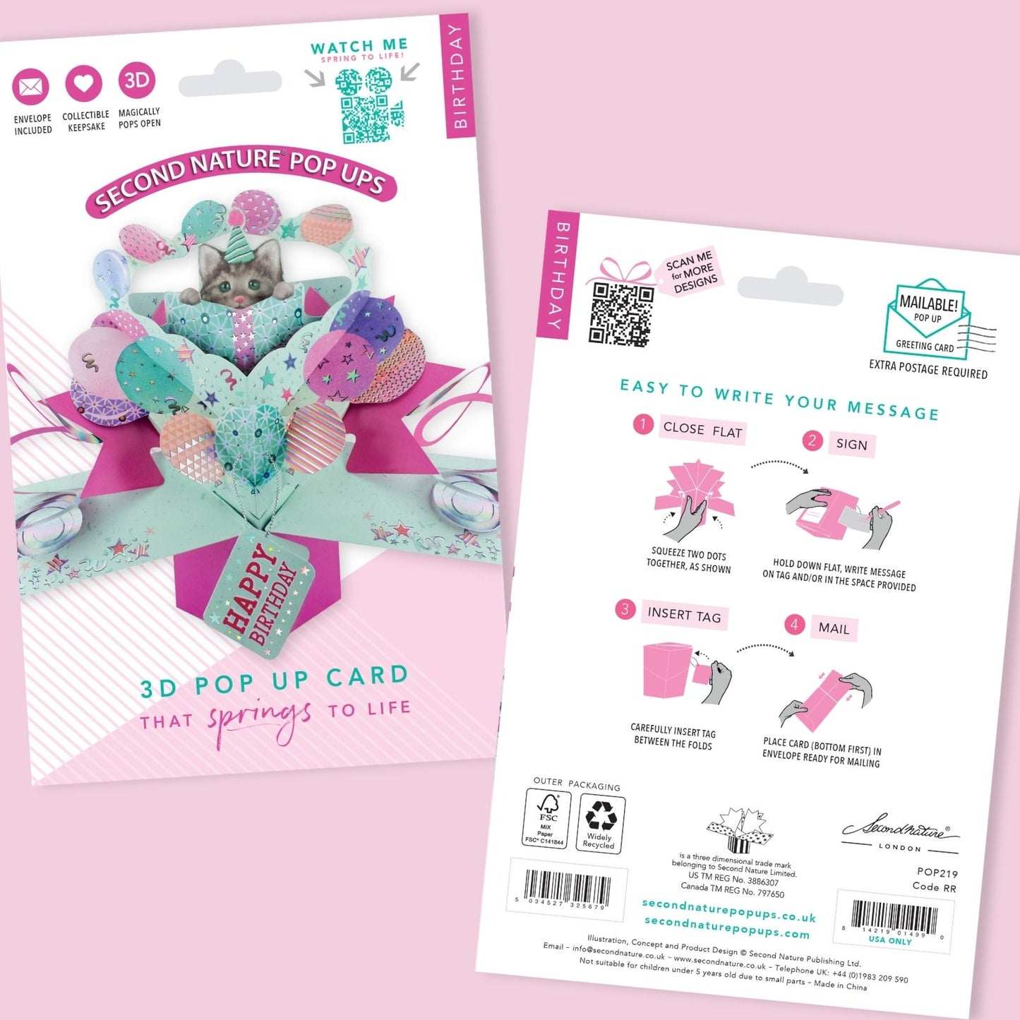 Happy Birthday Pop Up Card Cat With Gift Pop Up Greeting Card