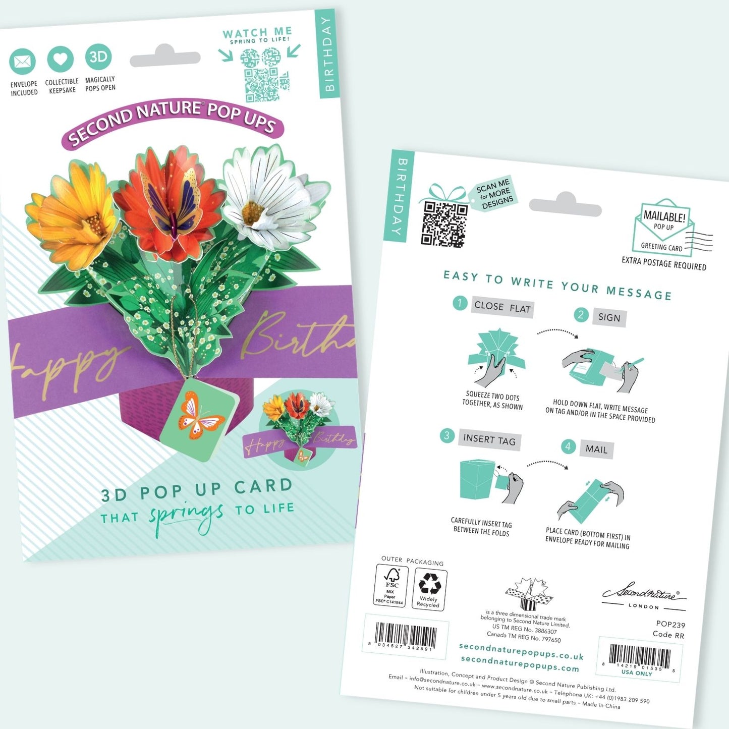 Floral 3D Pop Up Birthday Greeting Card Gerbera Surprise For Her