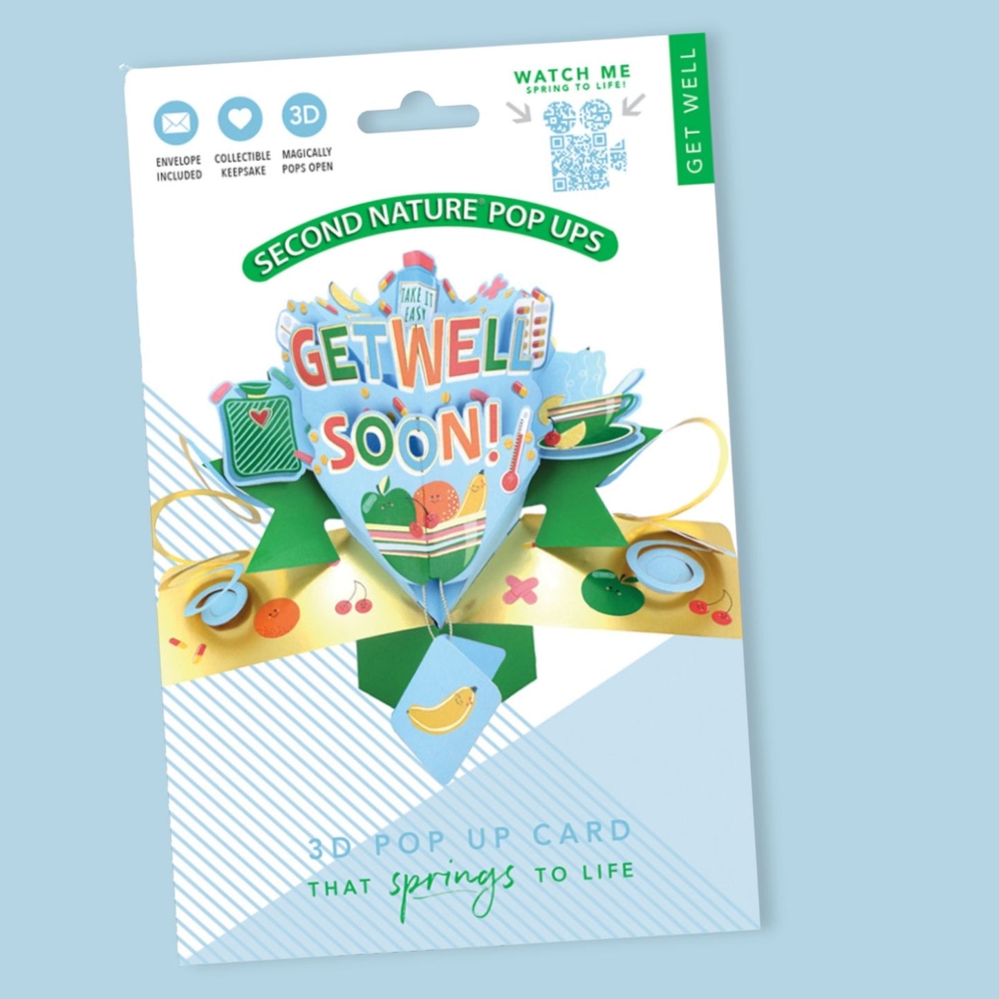 Get Well Soon 3D Pop Up Greeting Card Cheerful Comfort & Take It Easy Wishes
