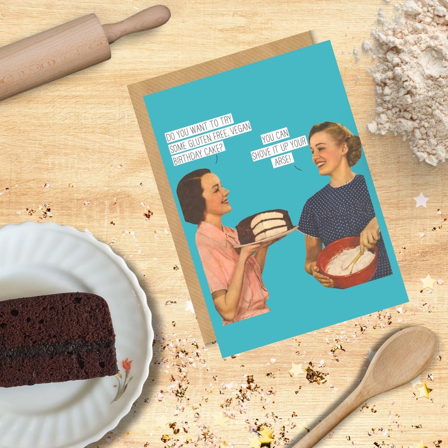 Scribbler Gluten Free Vegan Birthday Cake No Thanks! Funny Birthday Card