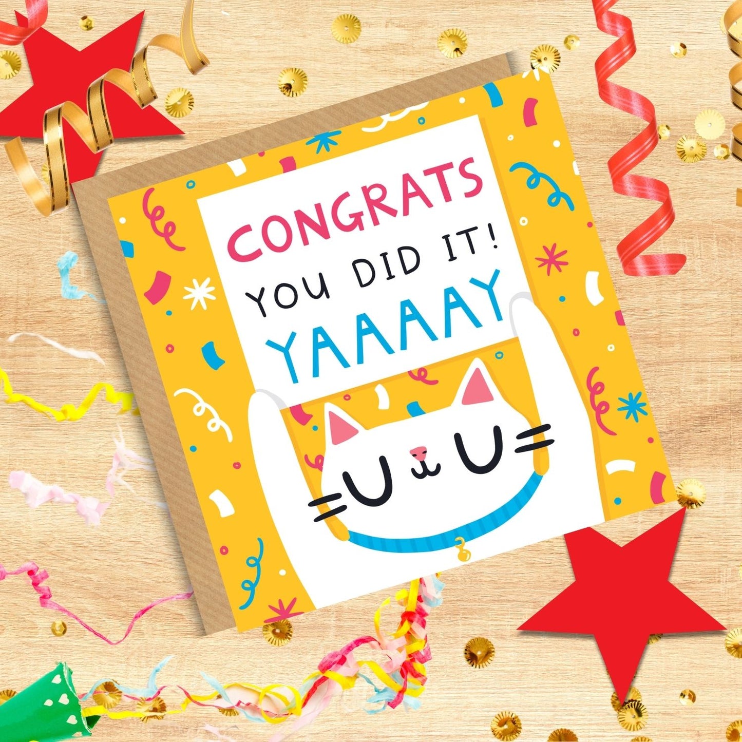 Scribbler Cat Congrats You Did It Purrfectly YAAAAY Fun Congratulations Greeting Card