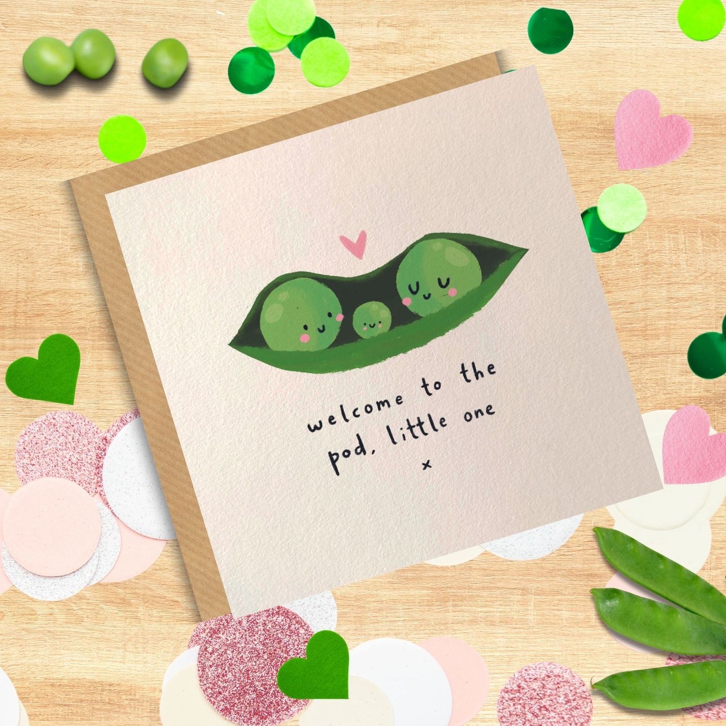 Scribbler Pea Pod Welcome Little One Peas In A Pod Fun New Baby Greeting Card