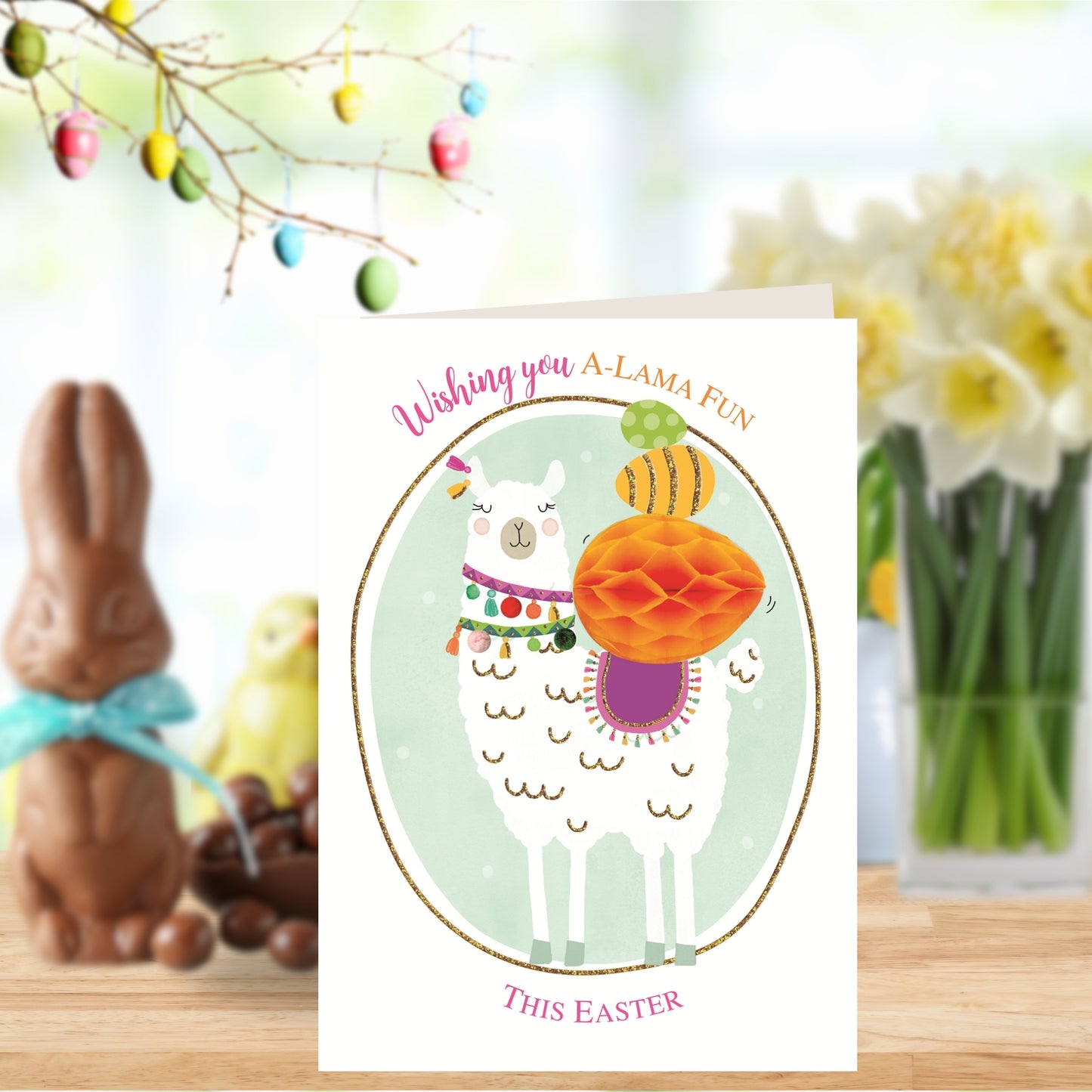 Honeycomb Wishing You A-Lama Fun This Easter Greeting Card