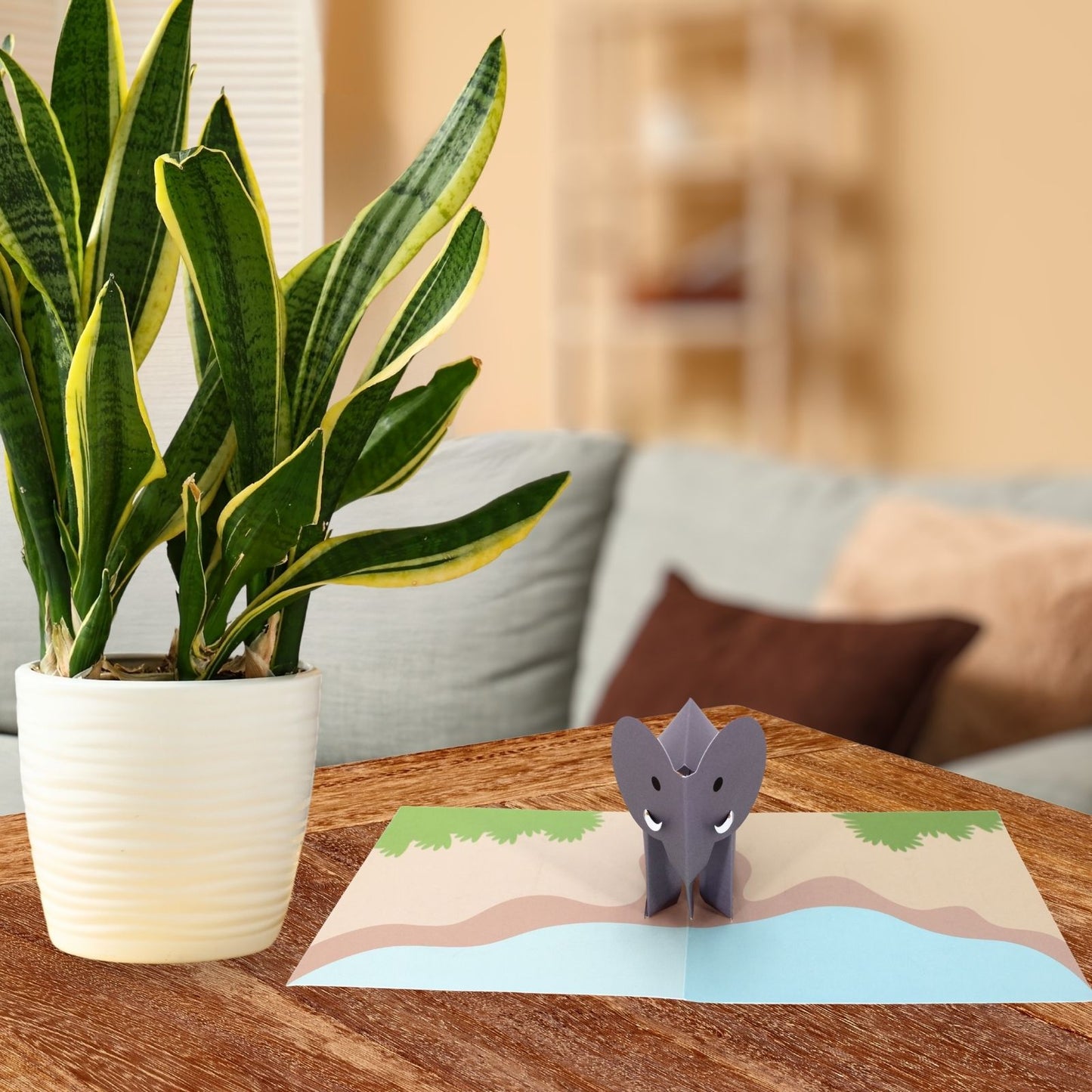 2toTango 3D Pop Up Card Grey Elephant Greeting Card Any Occasion