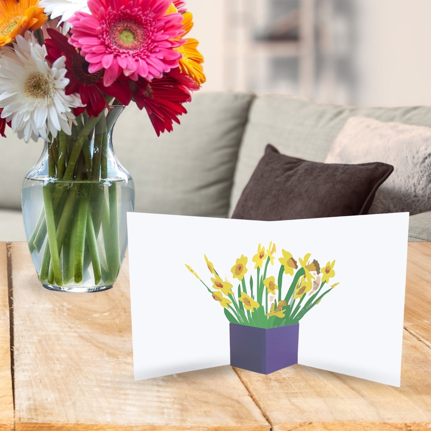 2toTango 3D Pop Up Card Floral Display Daffodils Greeting Card Any Occasion