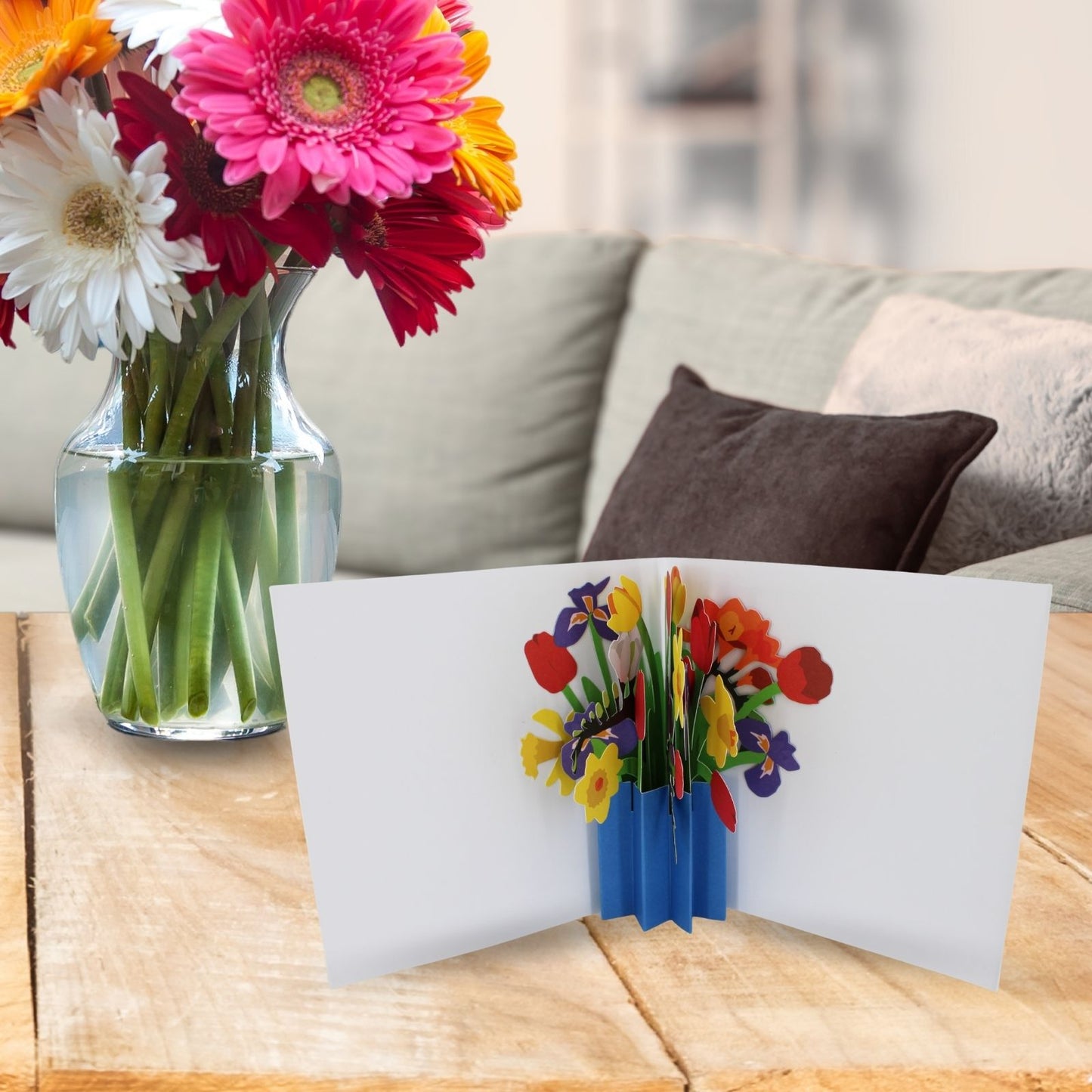 2toTango 3D Pop Up Card Floral Display Spring Bouquet Greeting Card Any Occasion