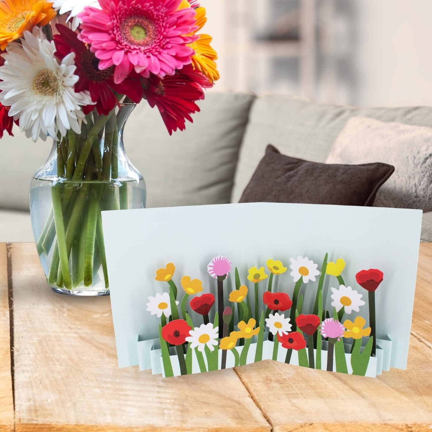 2toTango 3D Pop Up Card Mixed Wild Flowers Greeting Card Any Occasion