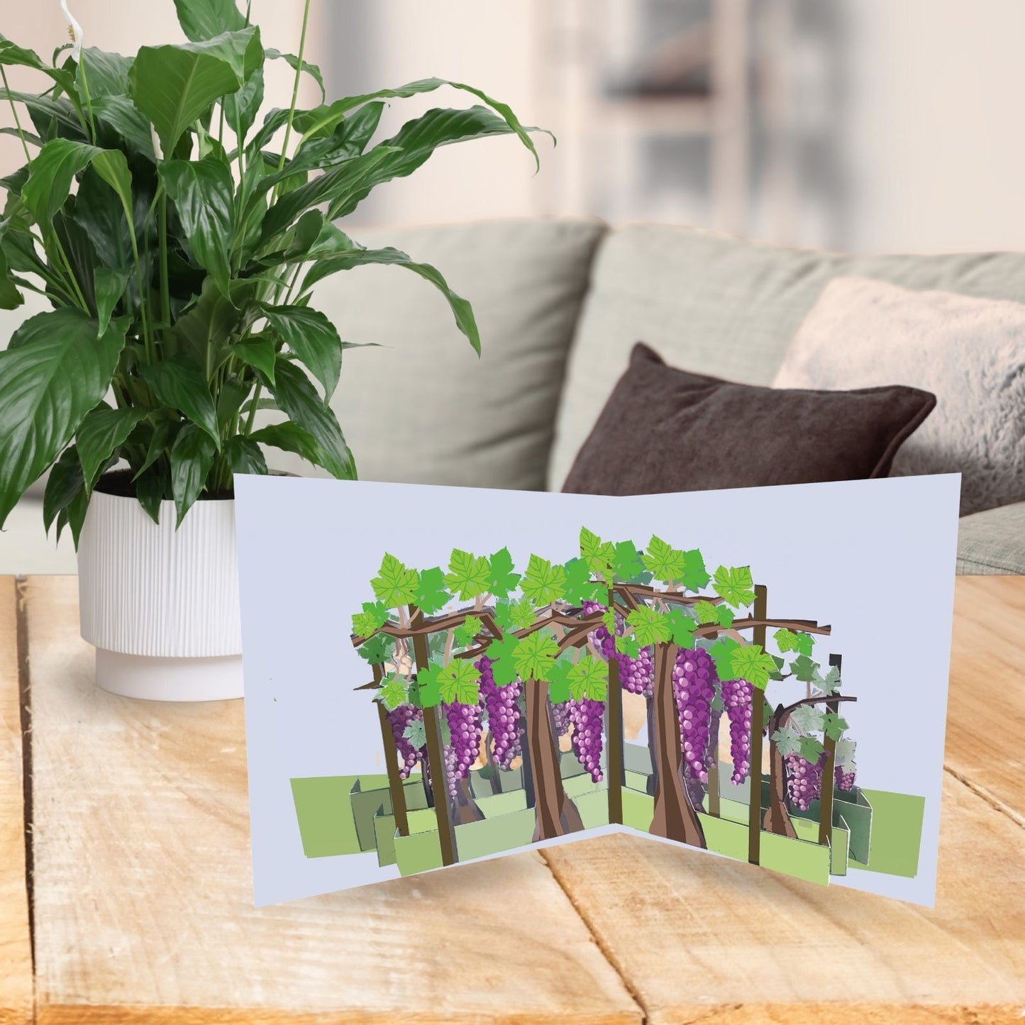 2toTango 3D Pop Up Card Fruiting Grape Vine Greeting Card Any Occasion