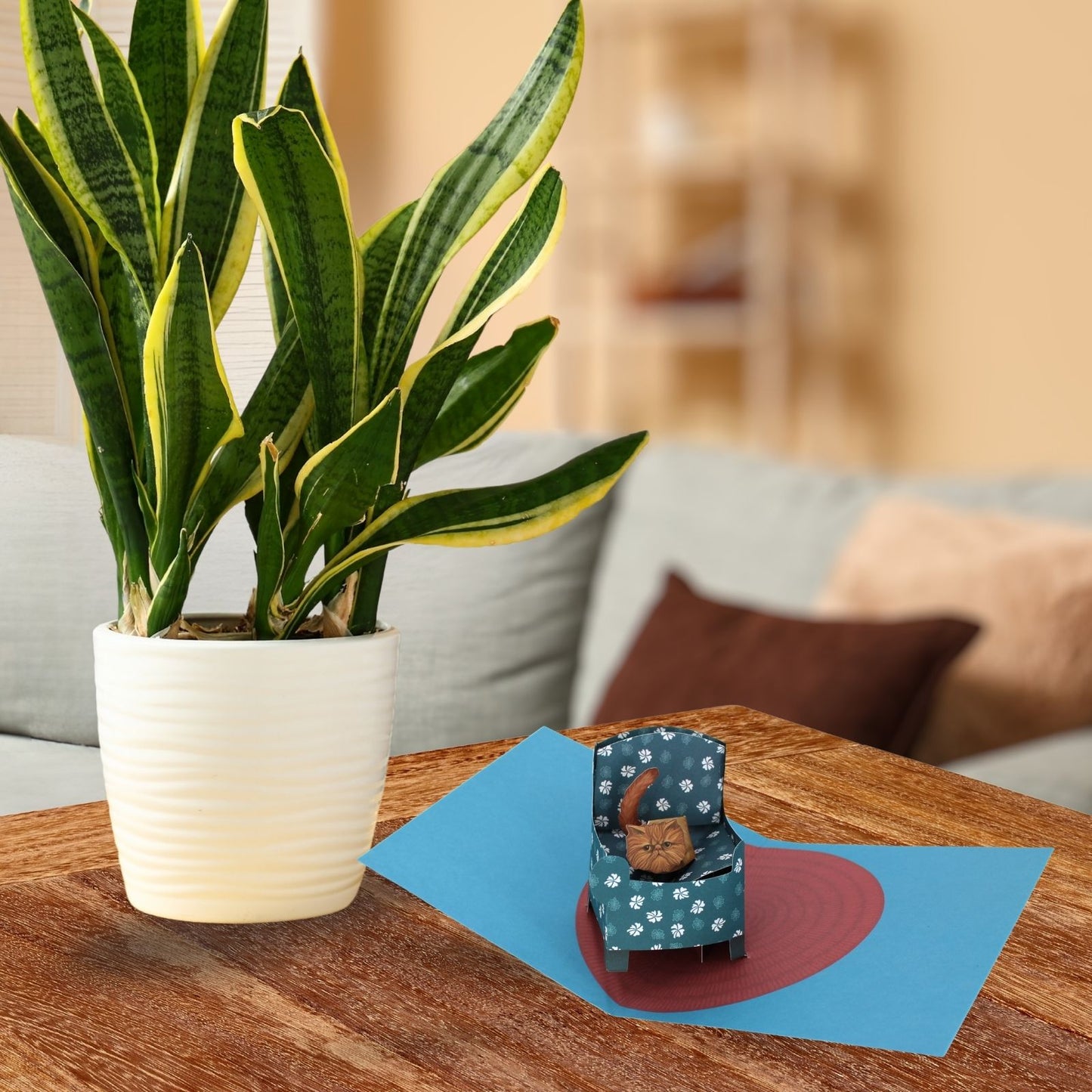 2toTango 3D Pop Up Card Cat Sat In Armchair Greeting Card Any Occasion