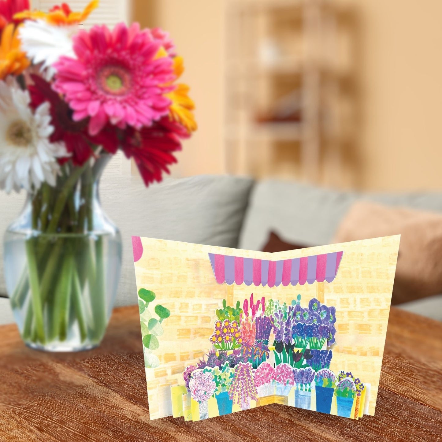 2toTango 3D Pop Up Card Purple Globe Thistles Greeting Card Any Occasion