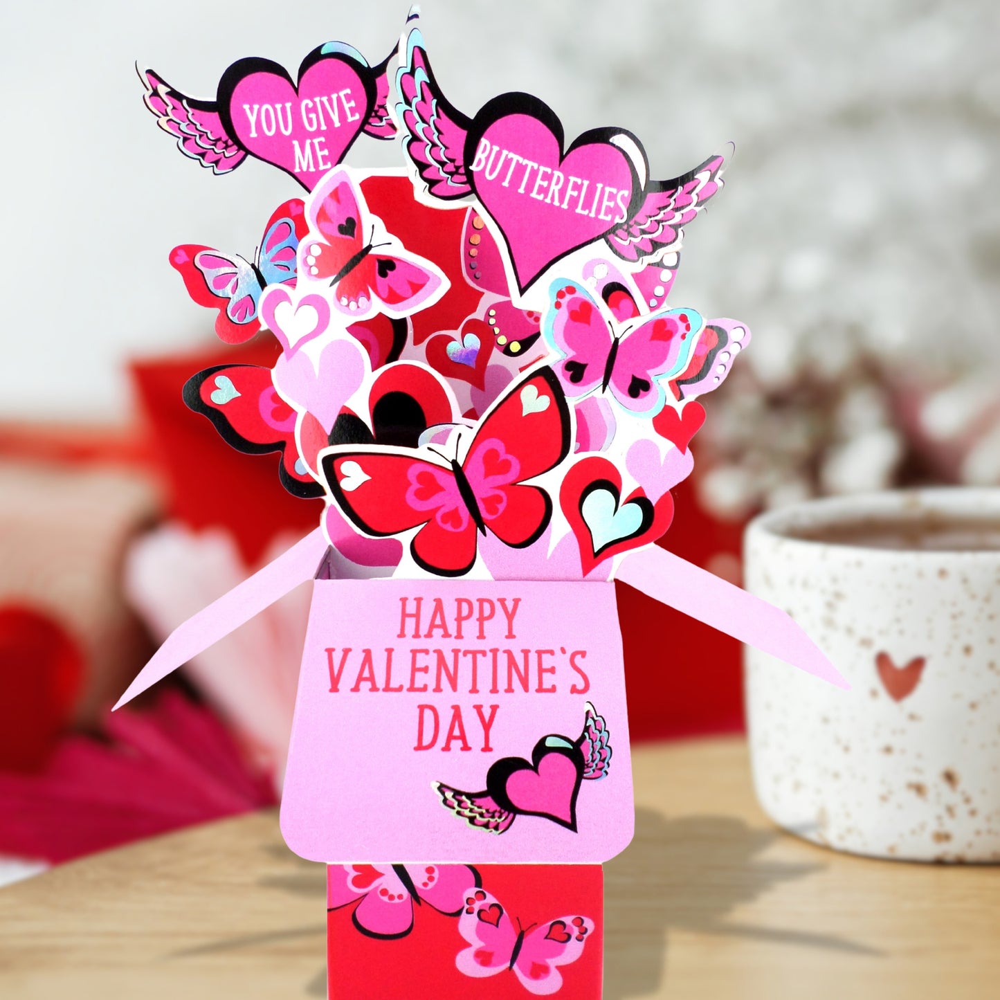 Clever Cubes Pop Up You Give Me Butterflies Angel Wings Valentine's Pop Up Card