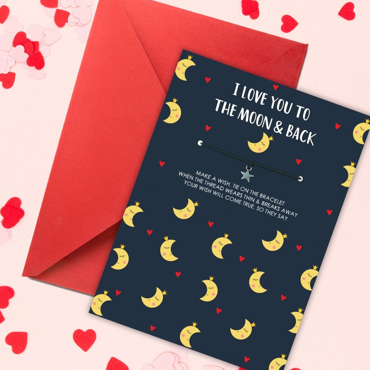 Moon & Back Love's Cosmic Embrace Valentines Day Card & Gift Greeting Card