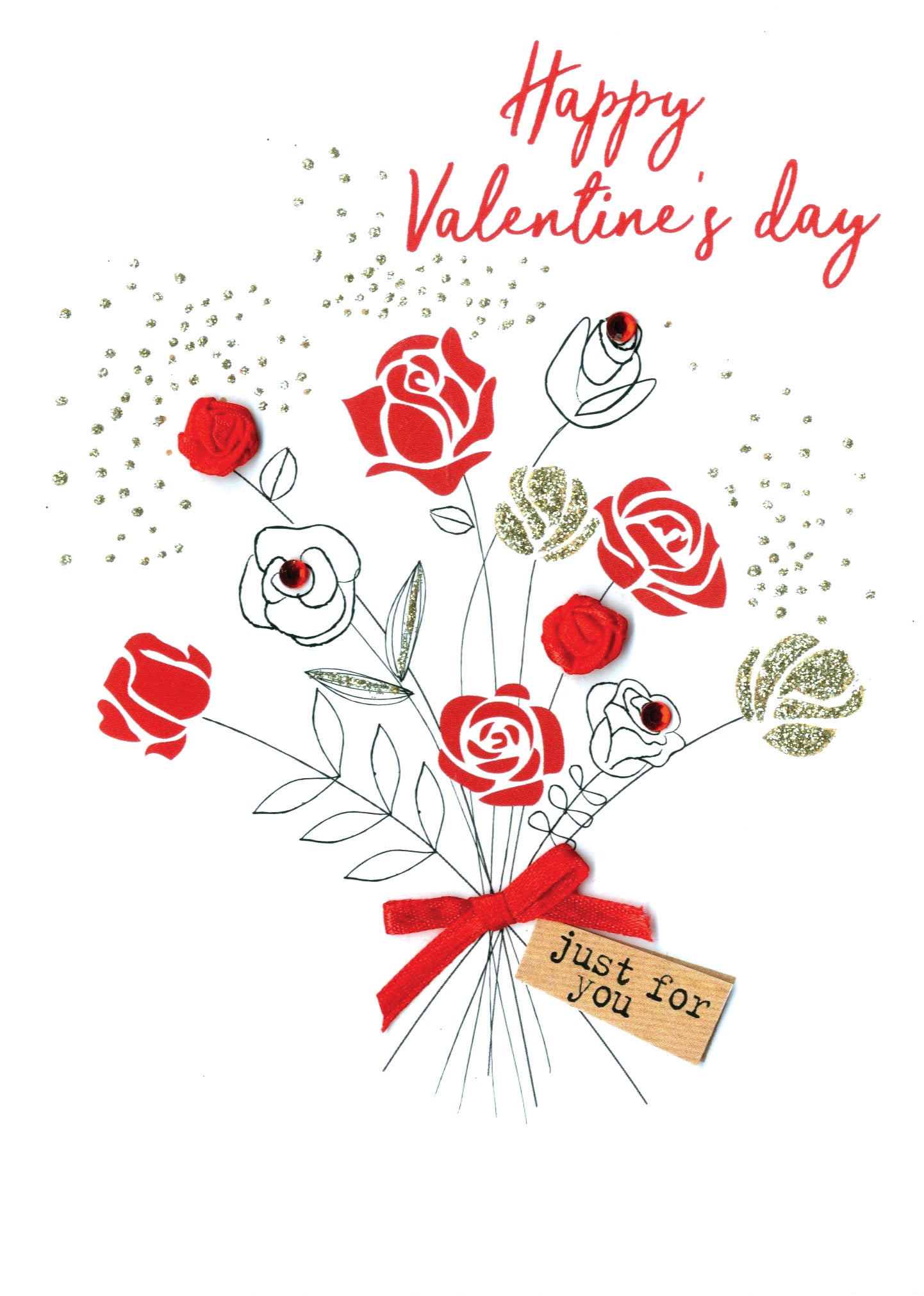Happy Valentine s Day Embellished Flower Bouquet Valentine s Card Happy Valentine s Day Embellished Flower Bouquet Valentine s Card