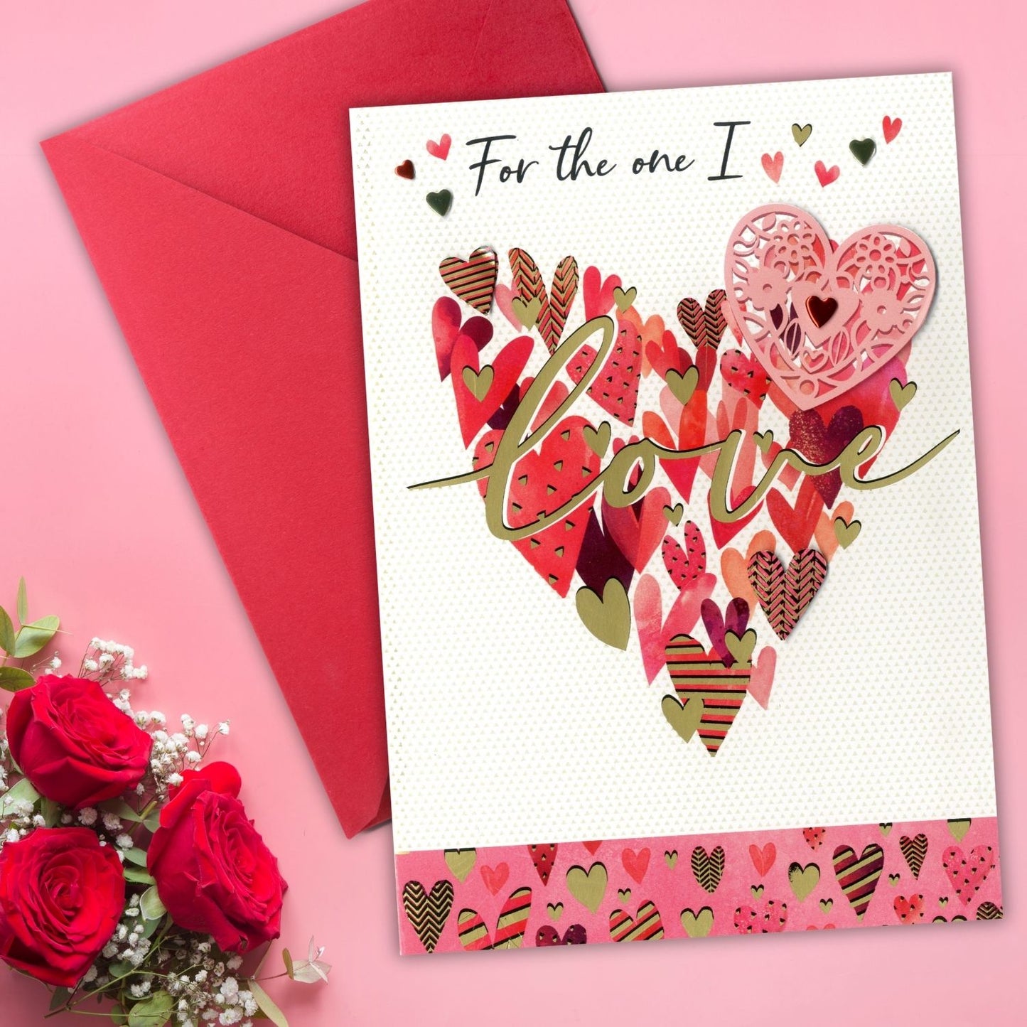 One I Love Tickled Pink Valentines Day Hand-Finished Greeting Card