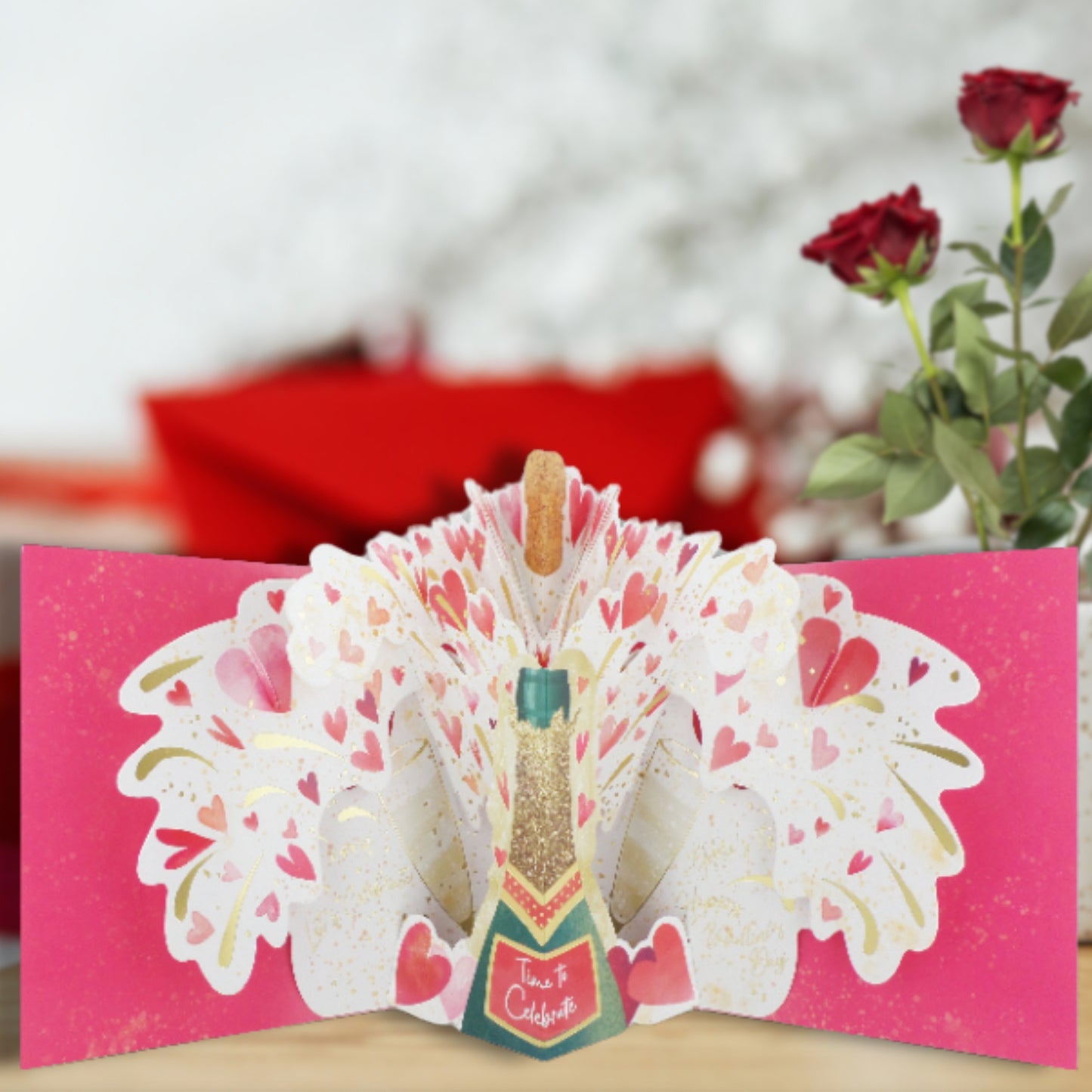 Pop Up Card & Chocolate Gift Box Here's To Us Valentine's Day Card & Gift