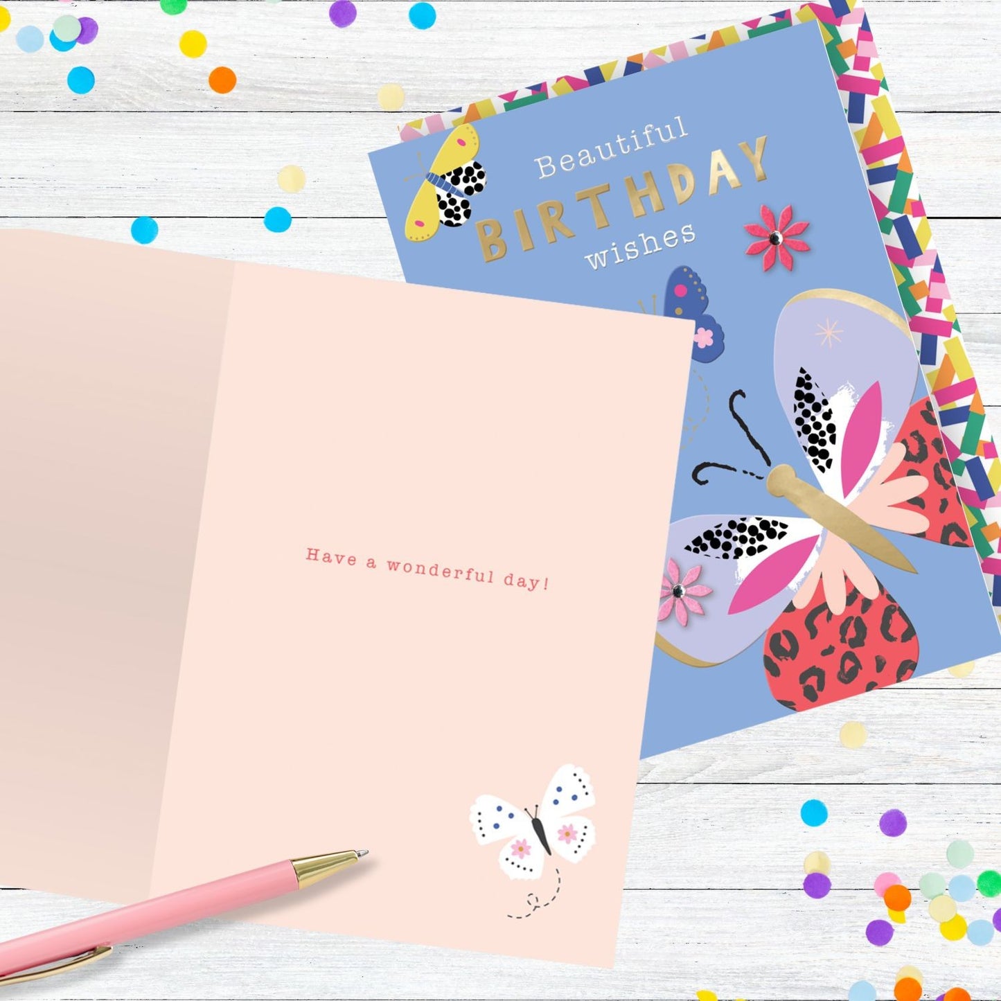 Embellished Beautiful Birthday Wishes Birthday Greeting Card With Butterflies