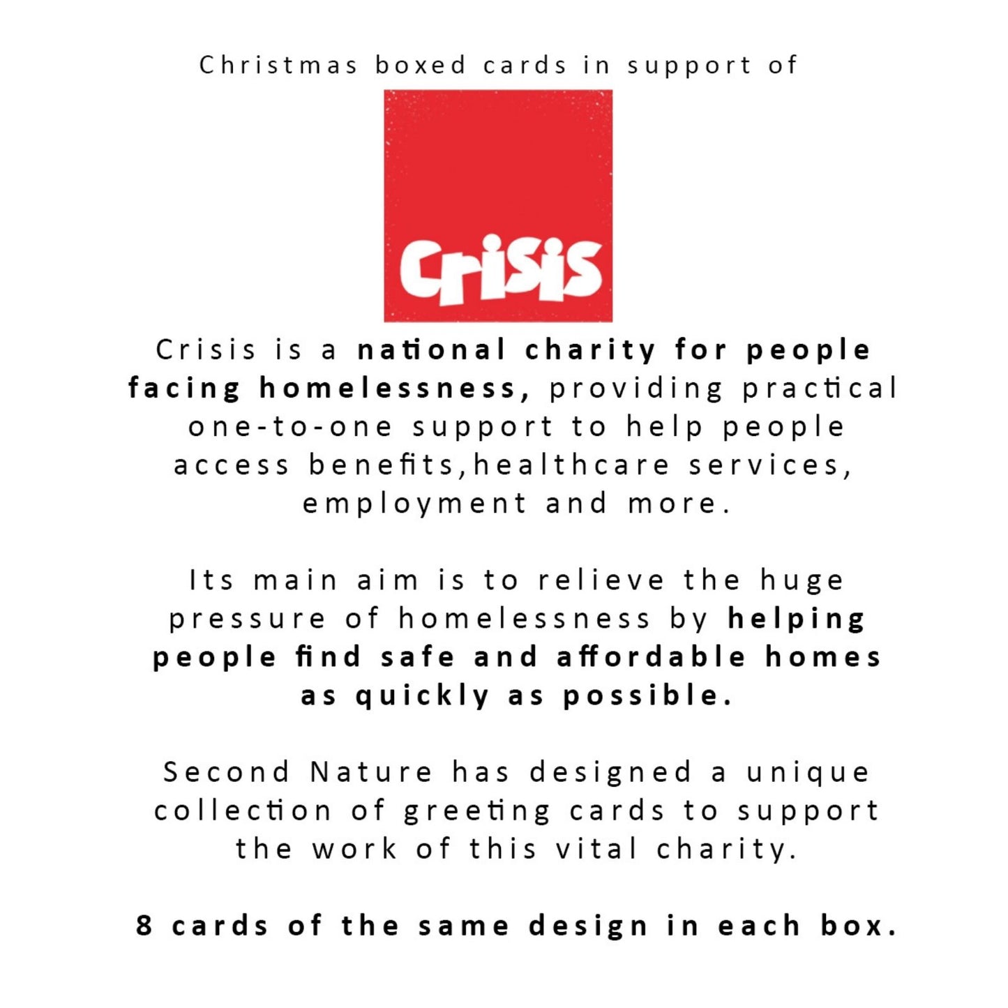 Box Of 8 Charity Christmas Cards Supporting Crisis Star Christmas Tree Design