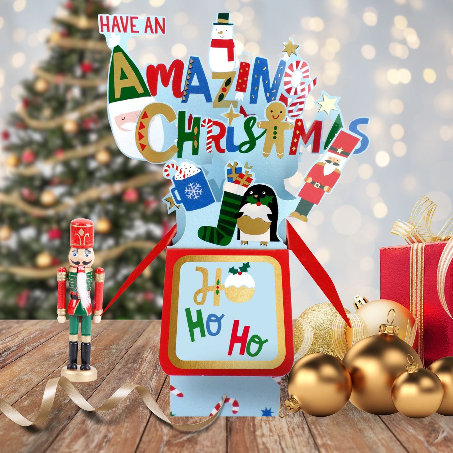 Clever Cubes Pop Up Ho Ho Ho Have An Amazing Christmas Card 3D Xmas Card